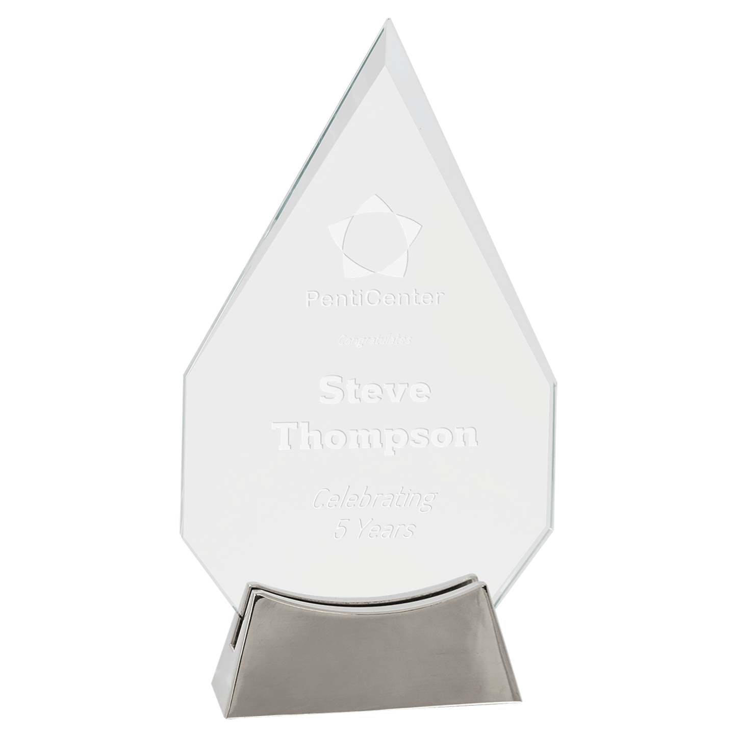 Diamond Platinum Glass with Full Metal Base - 8 1/2"