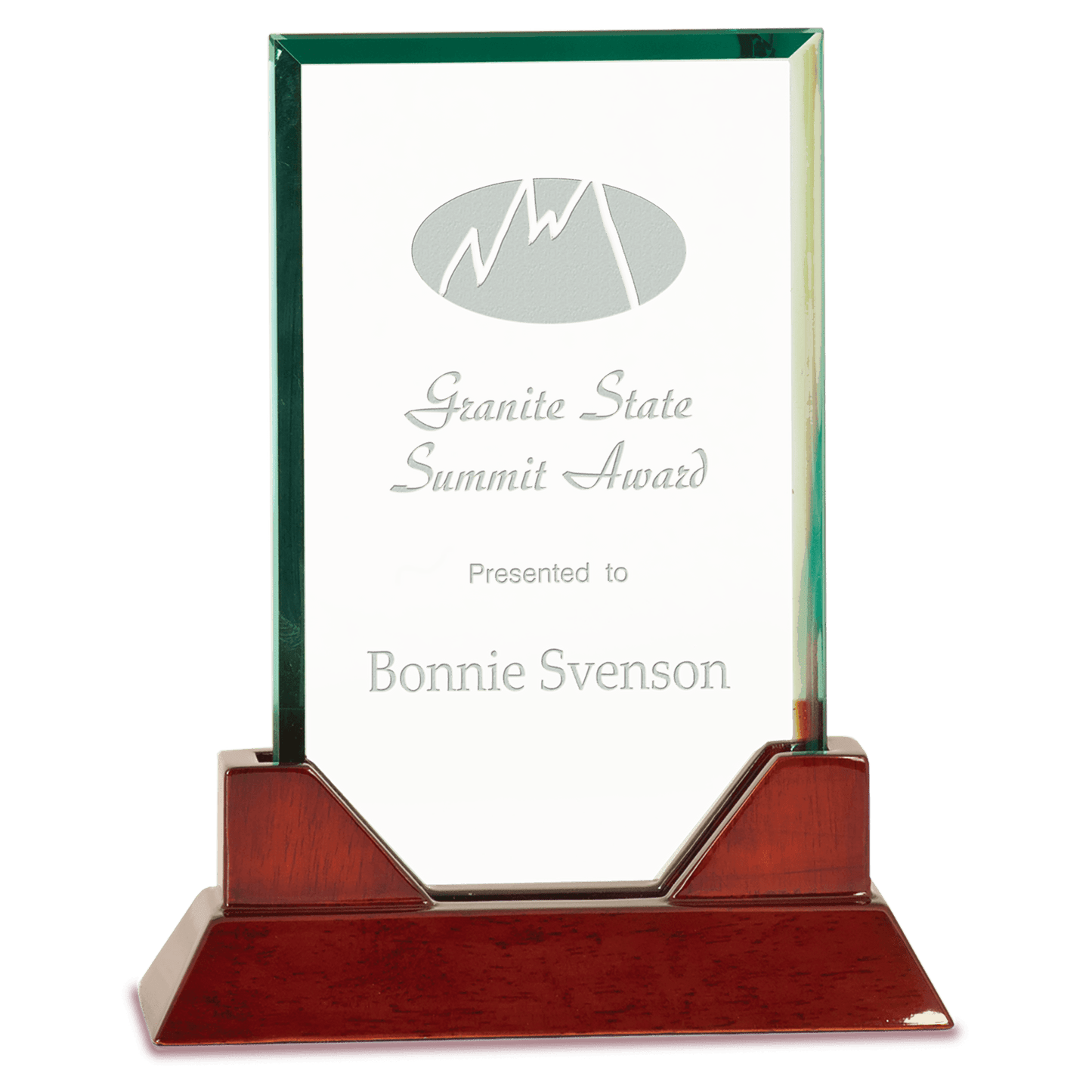 Rectangle Prestige Glass with Rosewood Piano Finish Base - 8 3/4"