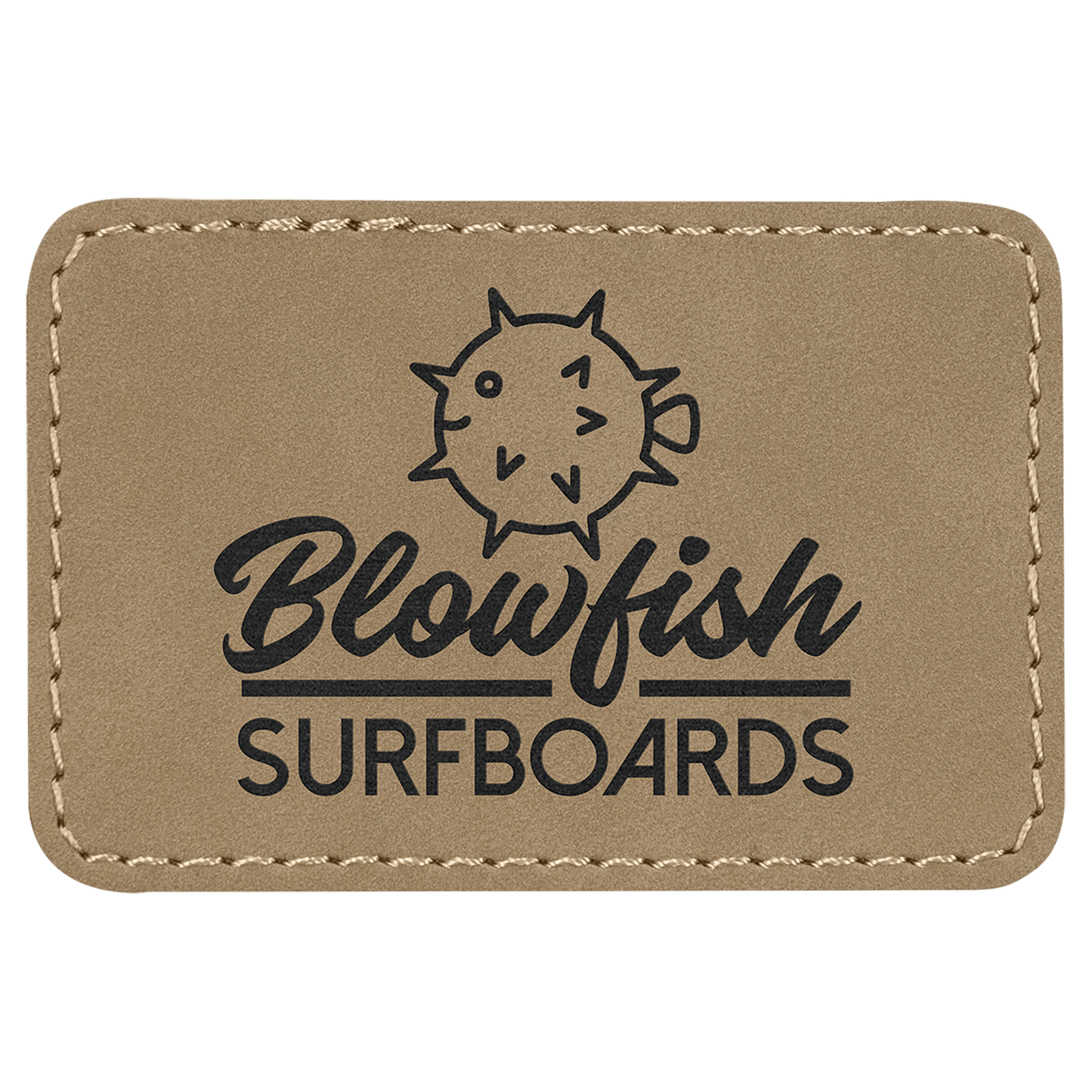 Rectangle Light Brown Engravable Leatherette Patch with Adhesive - 3" x 2"