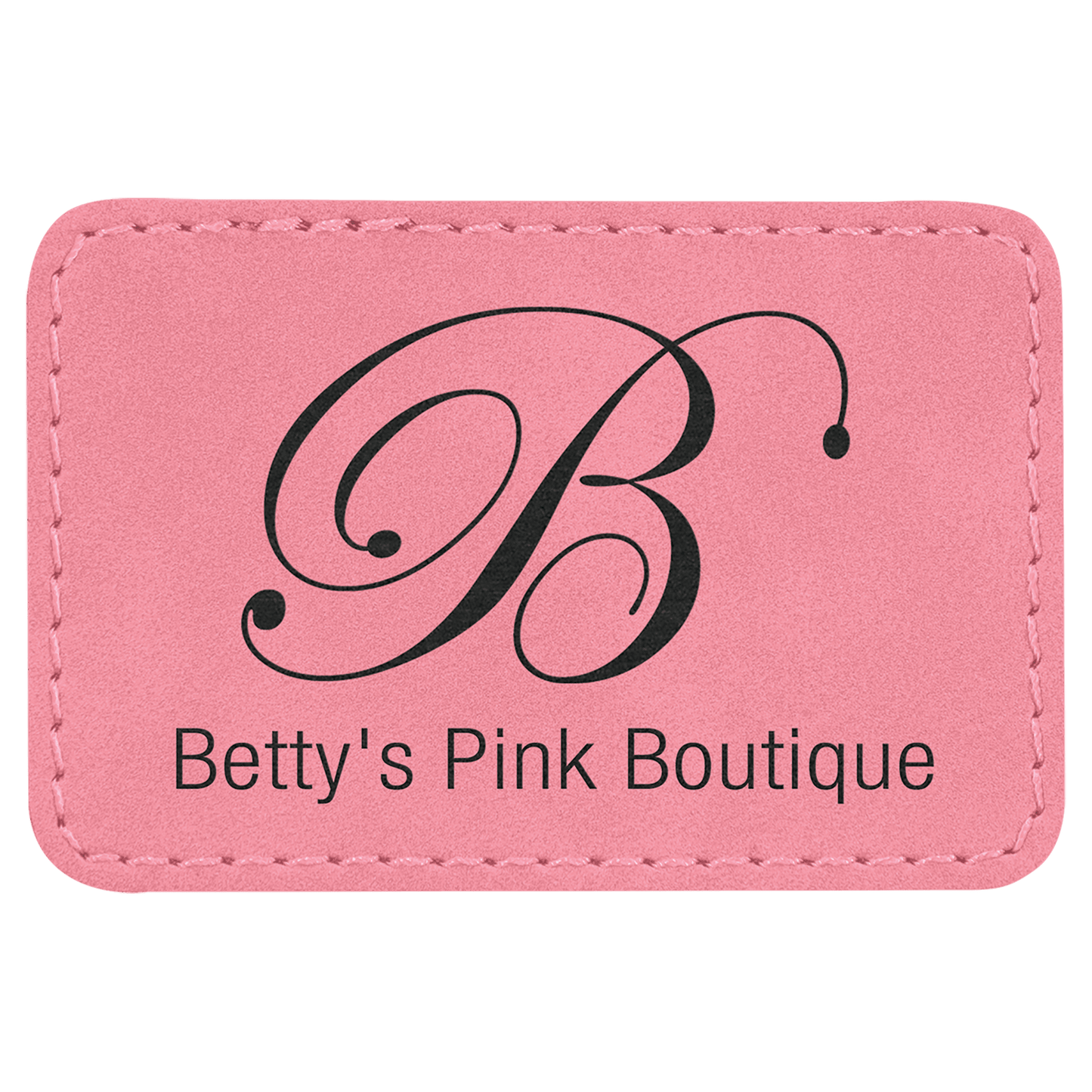 Rectangle Pink Engravable Leatherette Patch with Adhesive - 3" x 2"