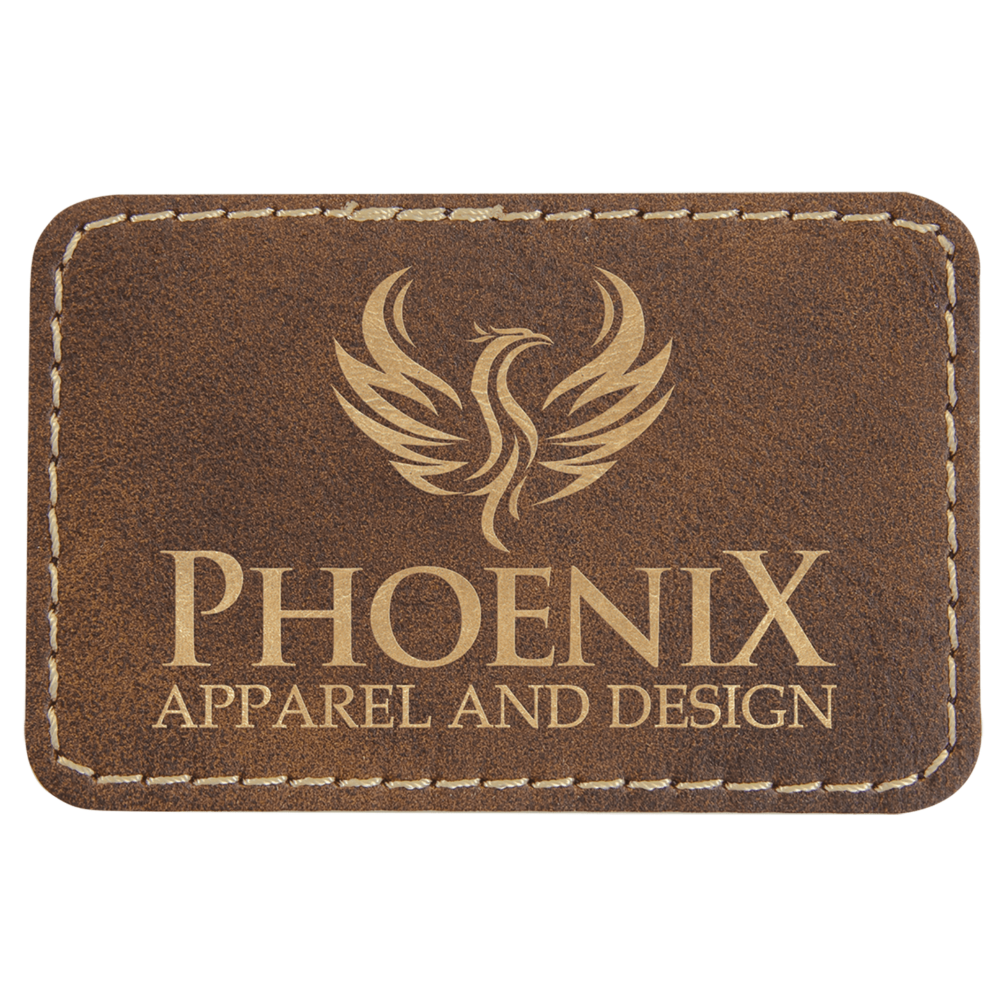 Rectangle Rustic/Gold Engravable Leatherette Patch with Adhesive - 3" x 2"