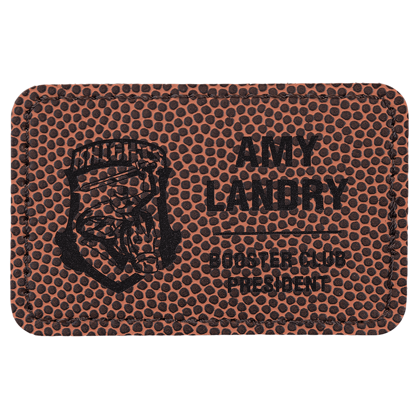 Rectangle Football Engravable Leatherette Patch with Adhesive - 3" x 2"