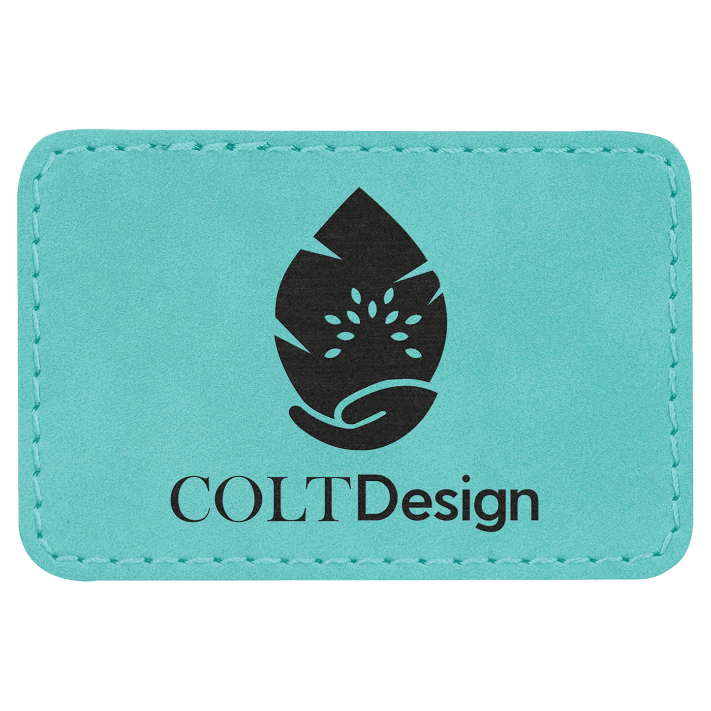 Teal Engravable Leatherette Rectangle Patch with Kota Pro Adhesive - 3" x 2"