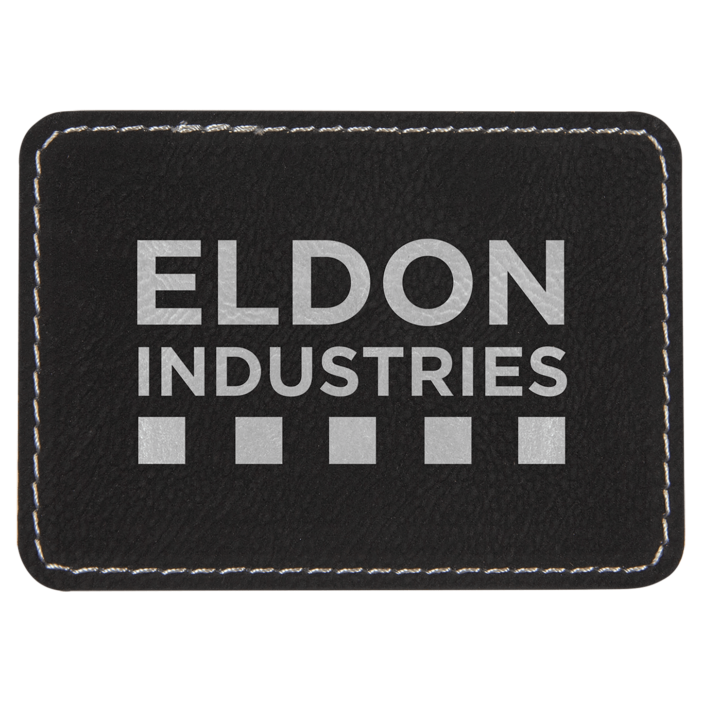 Rectangle Black/Silver Engravable Leatherette Patch with Adhesive - 3 1/2" x 2 1/2"