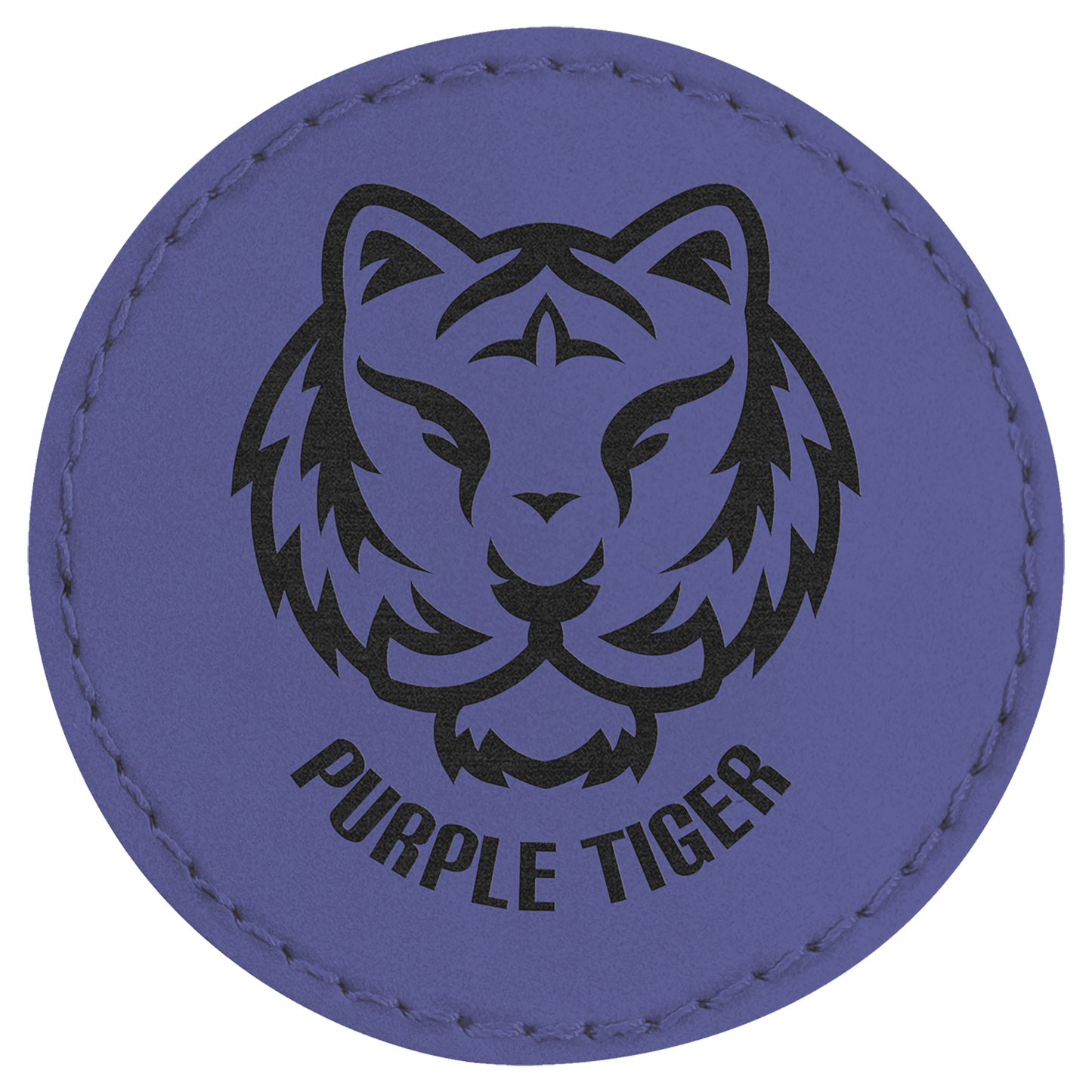 Round Purple Engravable Leatherette Patch with Adhesive - 2 1/2"