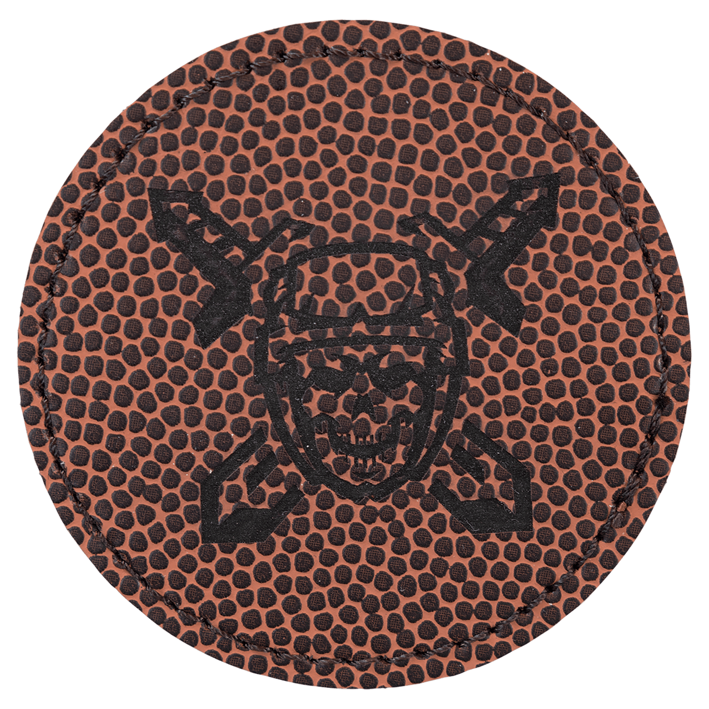 Round Football Engravable Leatherette Patch with Adhesive - 2 1/2"