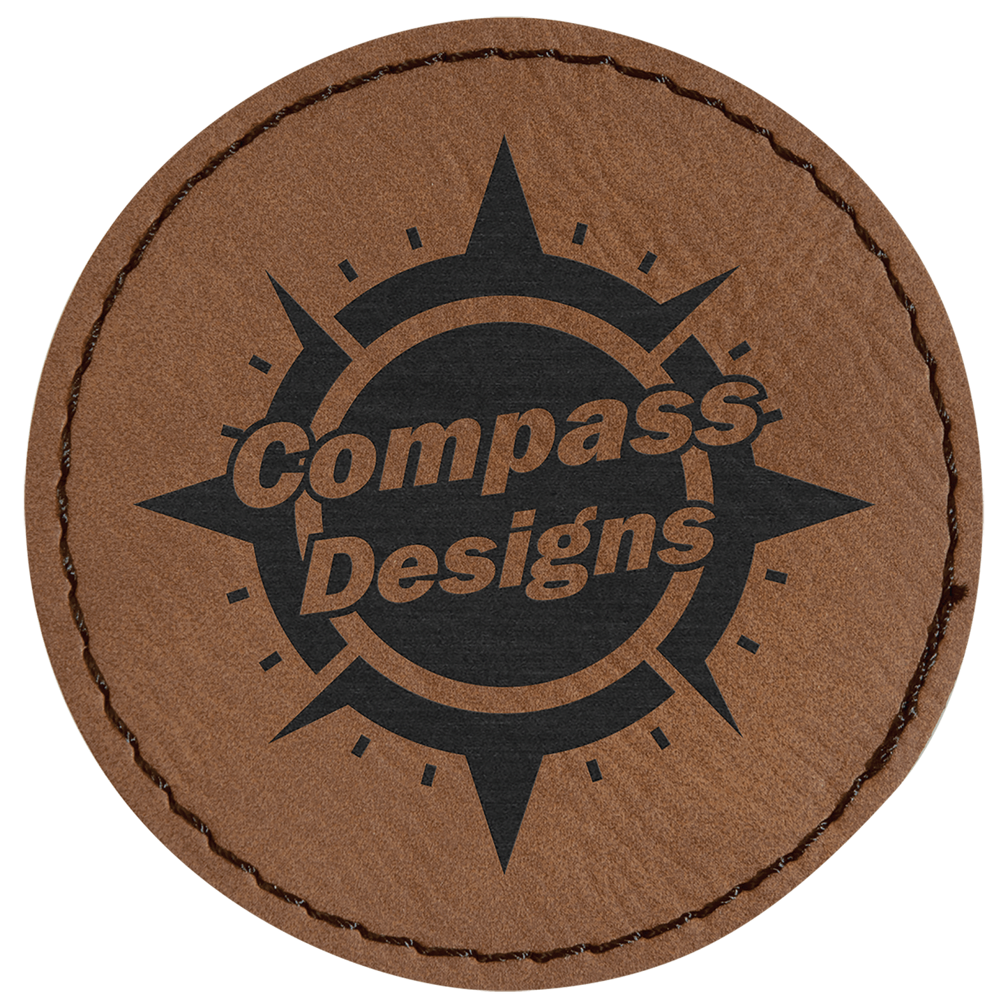 2 1/2" Dark Brown Laserable Leatherette Round Patch with Kota Pro Adhesive