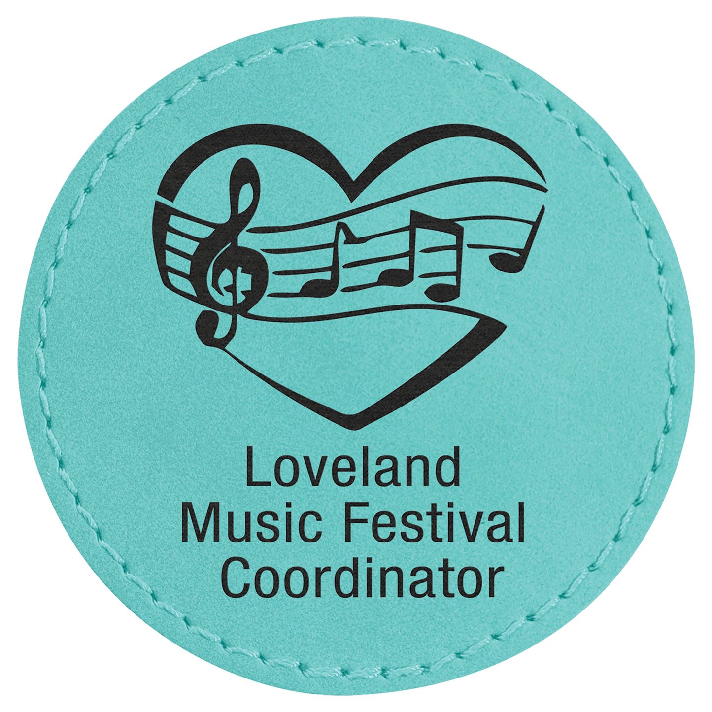 Teal Engravable Leatherette Round Patch with Kota Pro Adhesive - 2 1/2"
