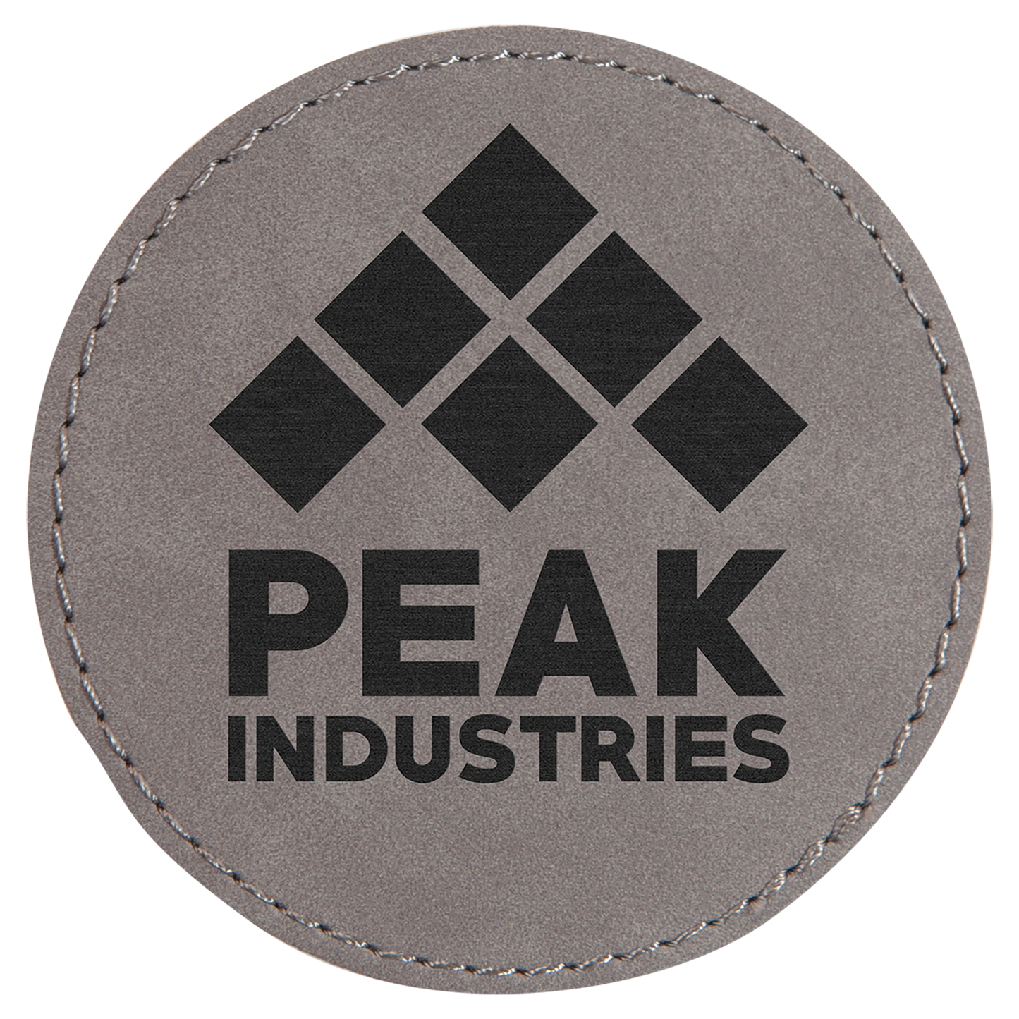 Round Gray Engravable Leatherette Patch with Adhesive - 3"
