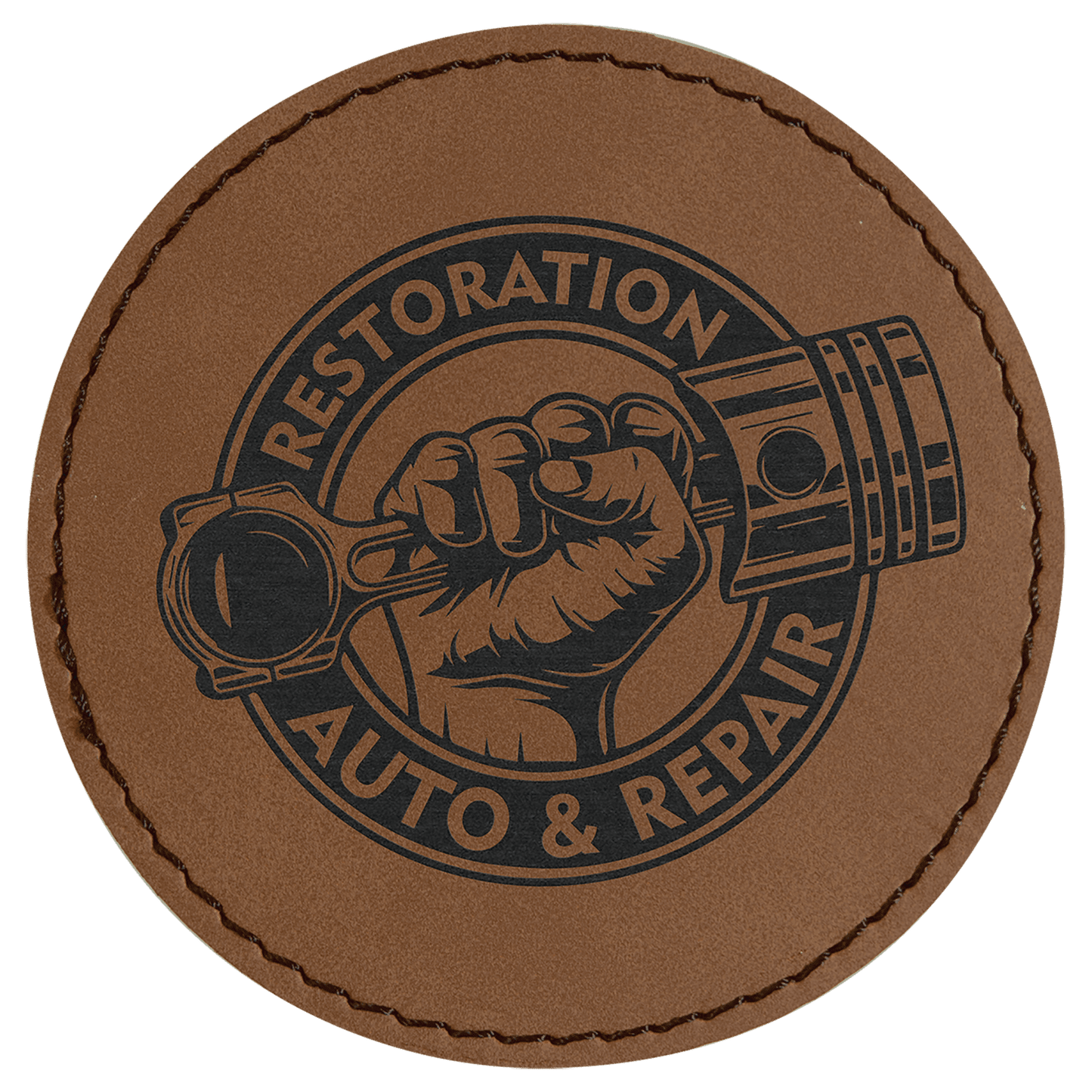 3" Dark Brown Laserable Leatherette Round Patch with Kota Pro Adhesive