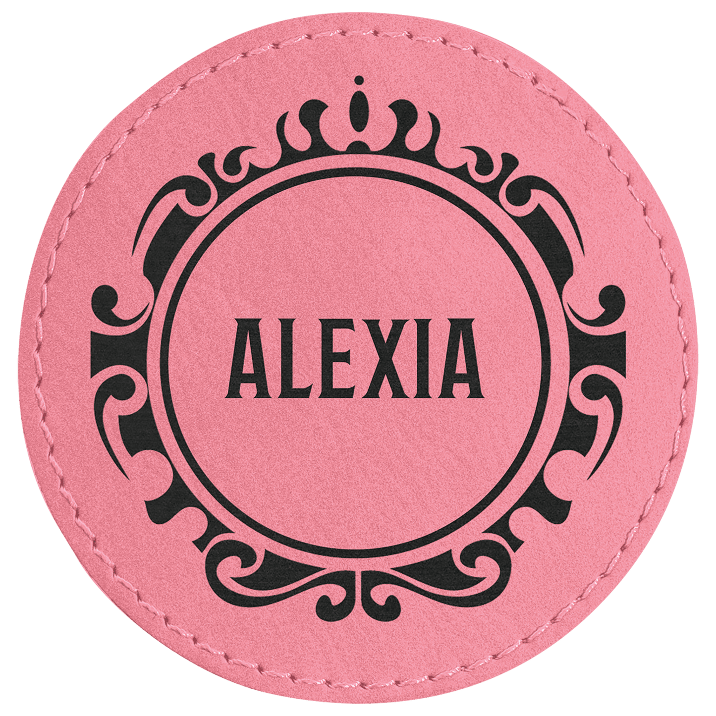 Pink Engravable Leatherette Round Patch with Kota Pro Adhesive - 3"