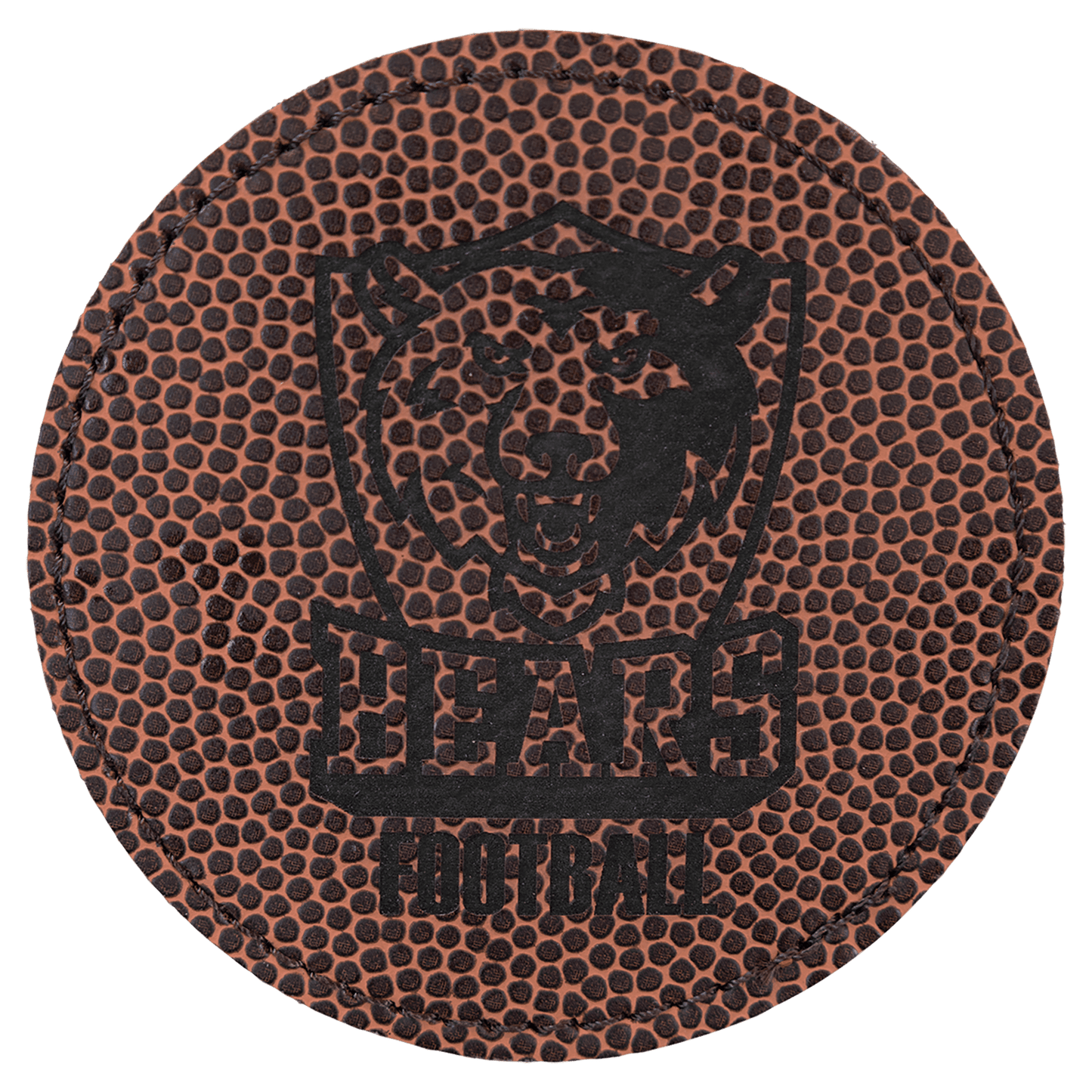 3" Football Laserable Leatherette Round Patch with Kota Pro Adhesive