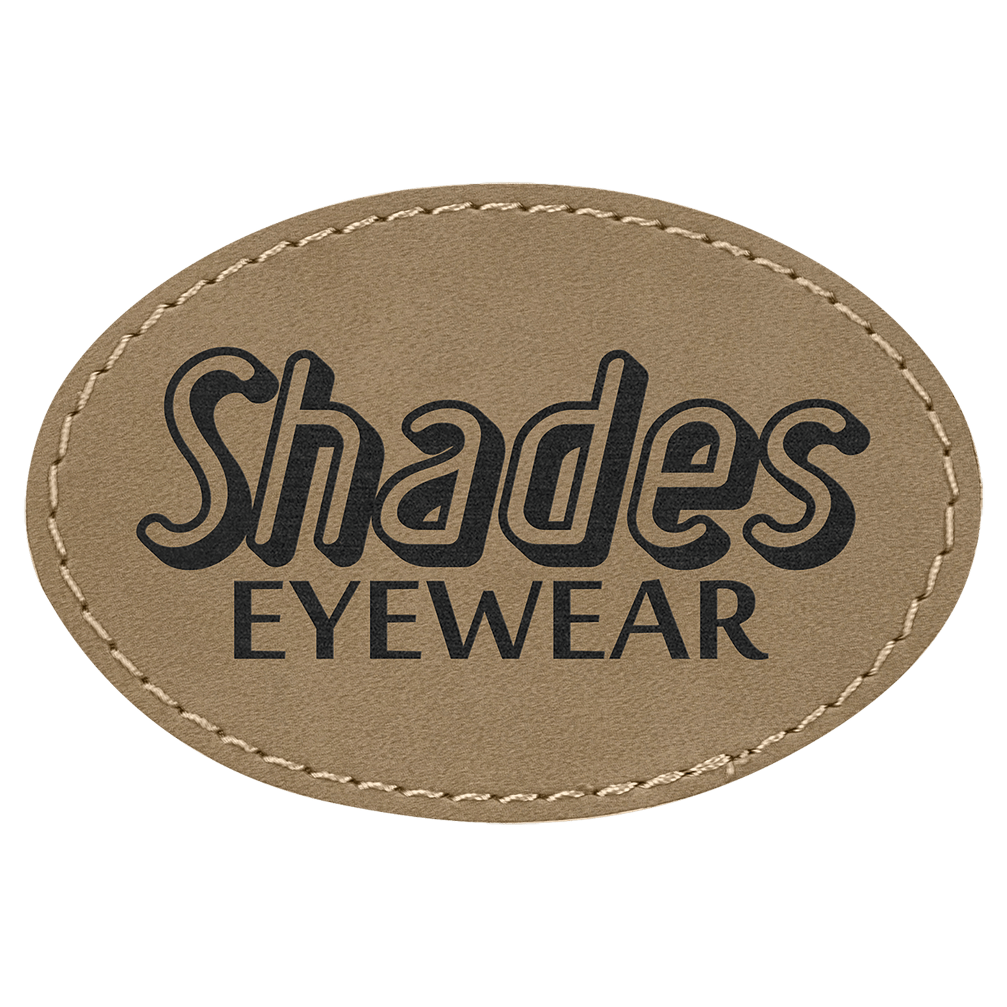 Oval Light Brown Engravable Leatherette Patch with Adhesive - 3" x 2"
