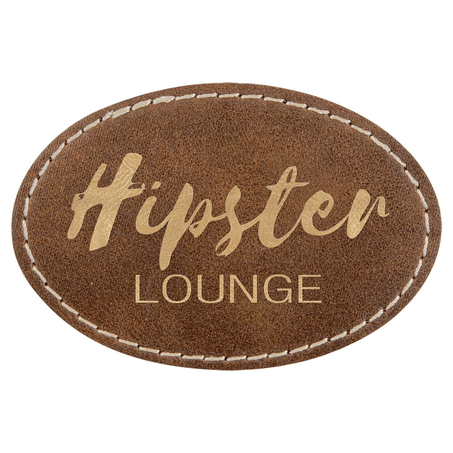 Oval Rustic/Gold Engravable Leatherette Patch with Adhesive - 3" x 2"