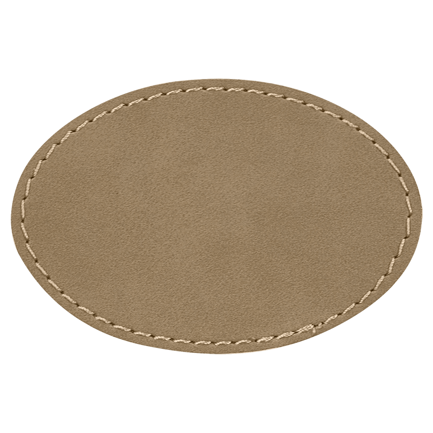 Light Brown Engravable Leatherette Oval Patch with Kota Pro Adhesive - 3" x 2"