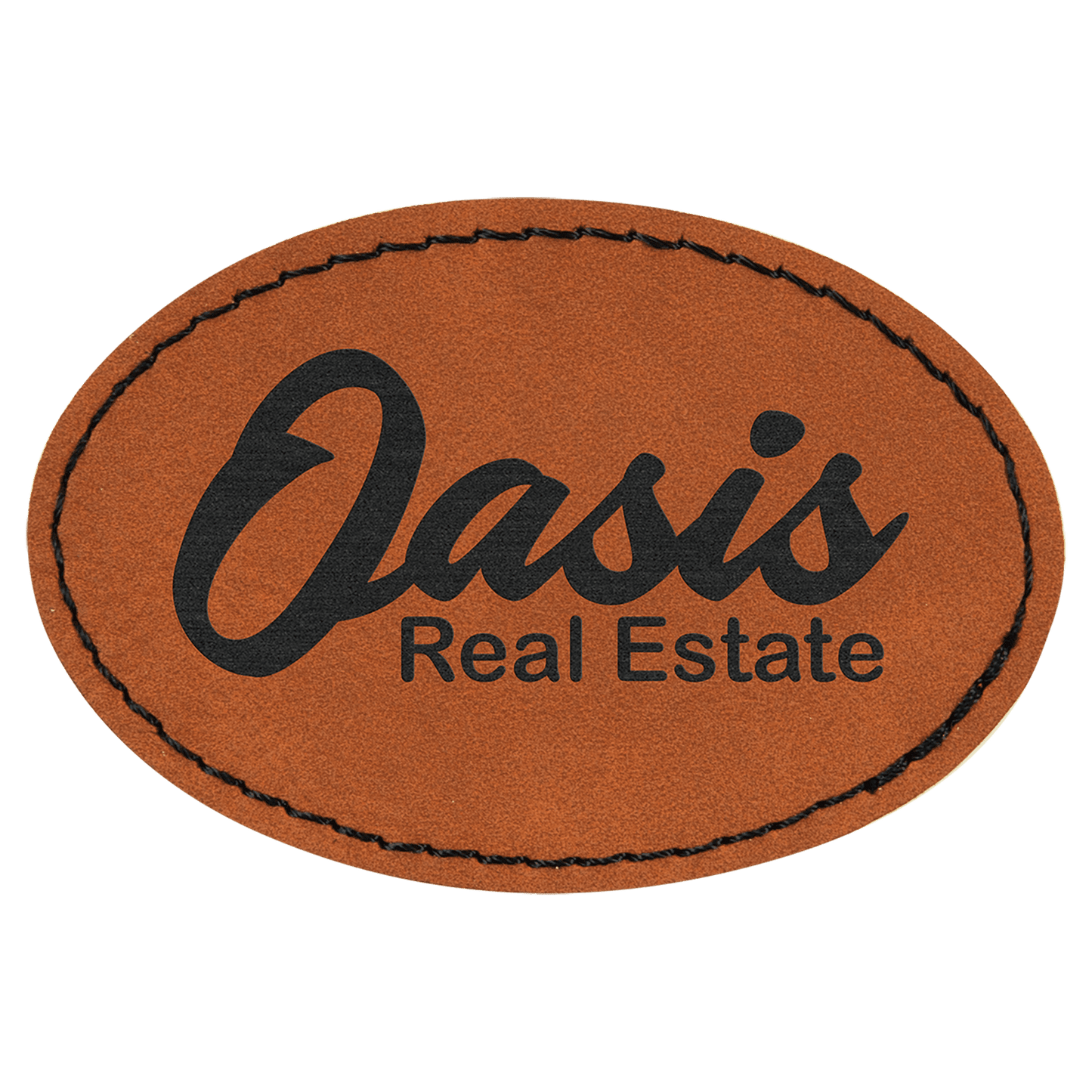 Rawhide Engravable Leatherette Oval Patch with Kota Pro Adhesiive - 3" x 2"
