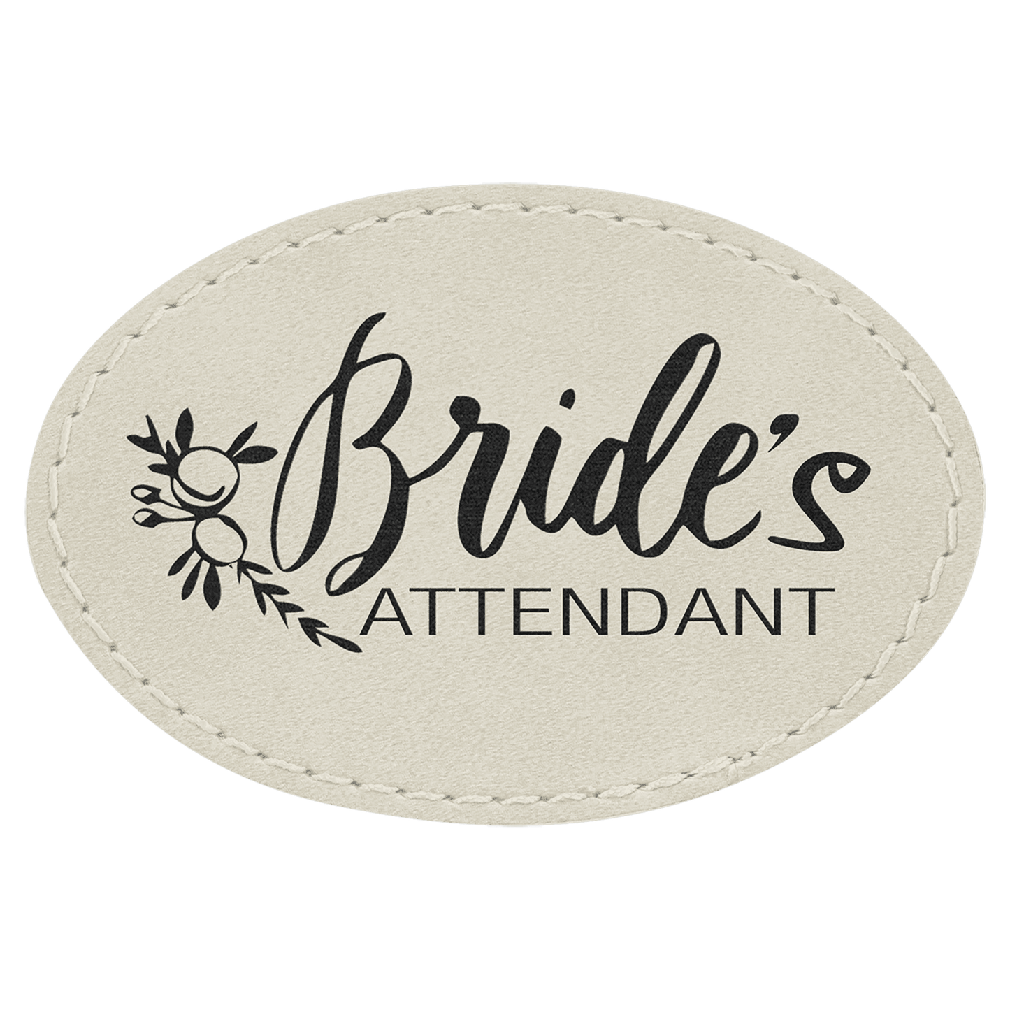 White Engravable Leatherette Oval Patch with Kota Pro Adhesive - 3" x 2"