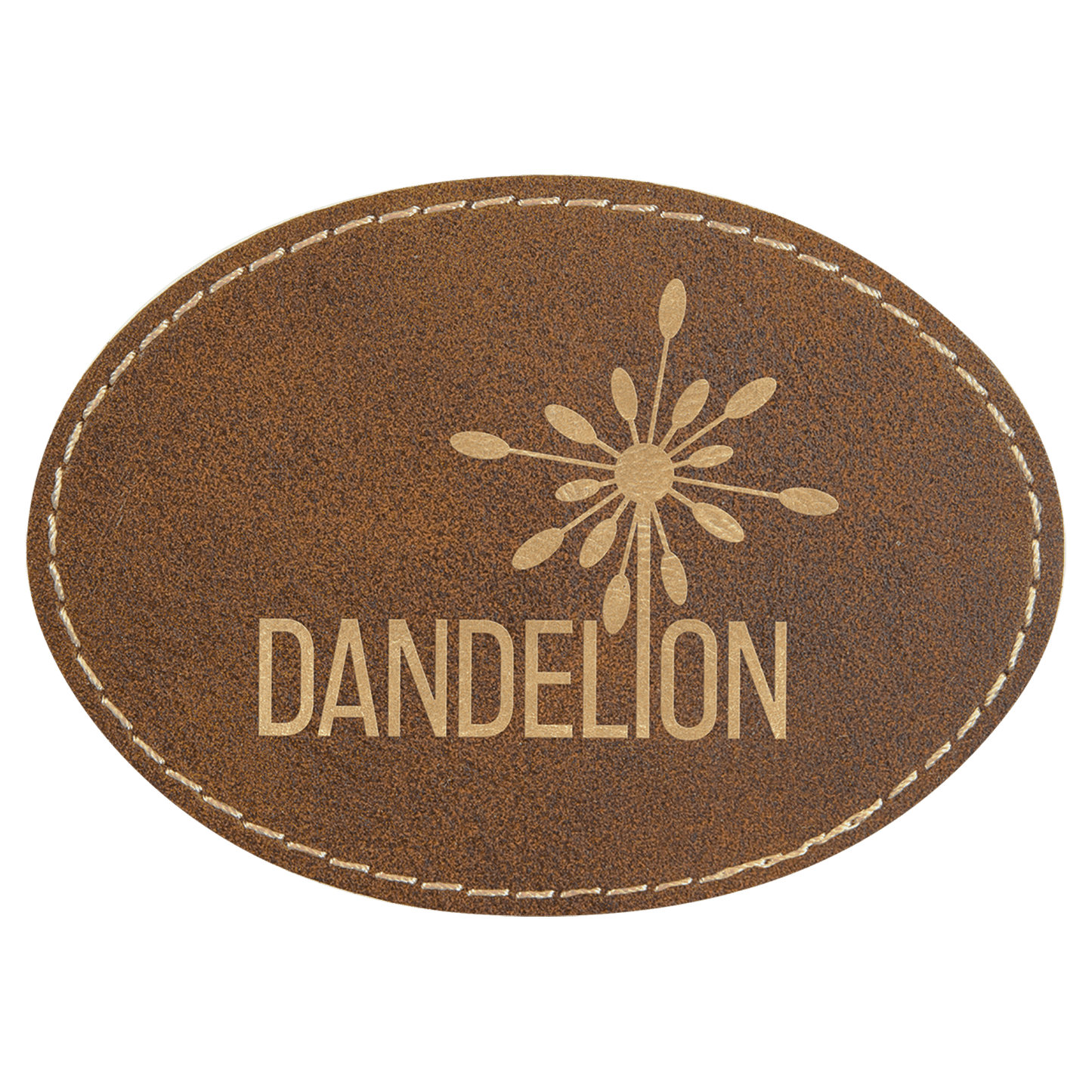 Rustic/Gold Engravable Leatherette Oval Patch with Adhesive - 3 1/2" x 2 1/2"