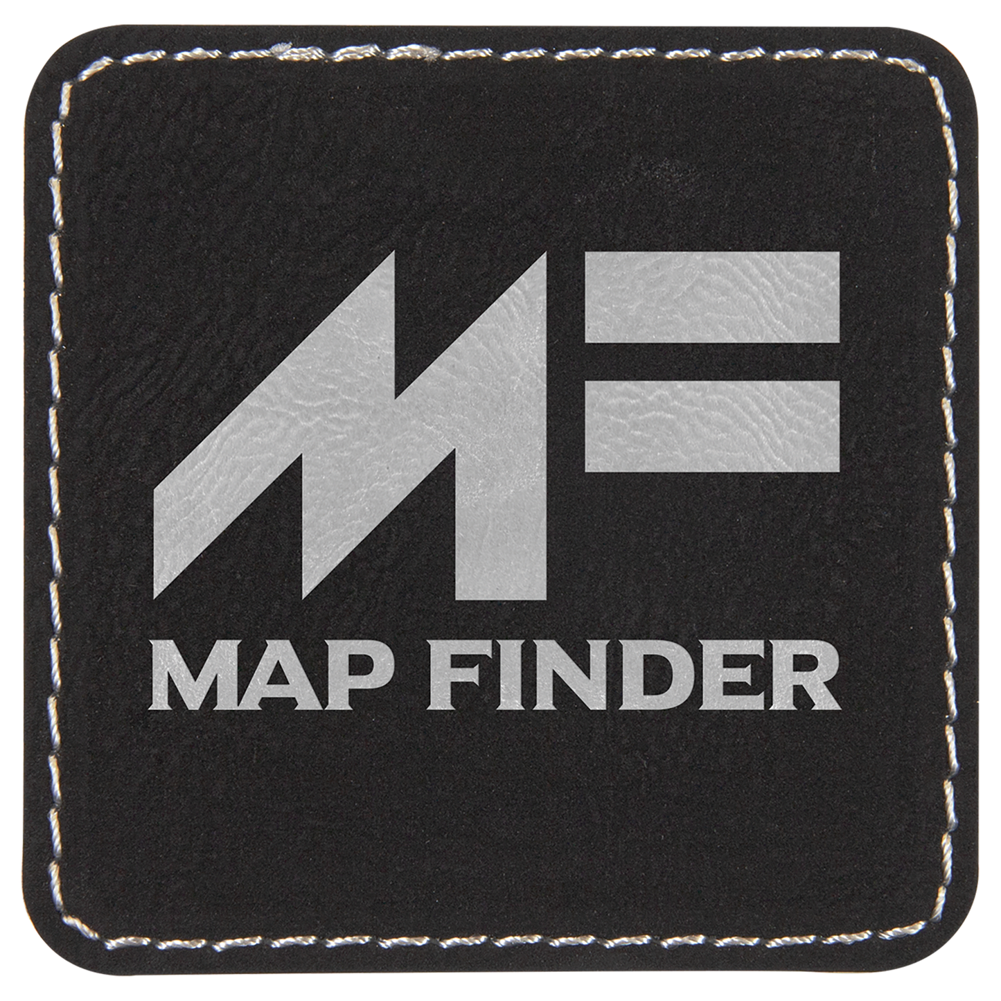 Square Black/Silver Engravable Leatherette Patch with Adhesive - 2 1/2" x 2 1/2"
