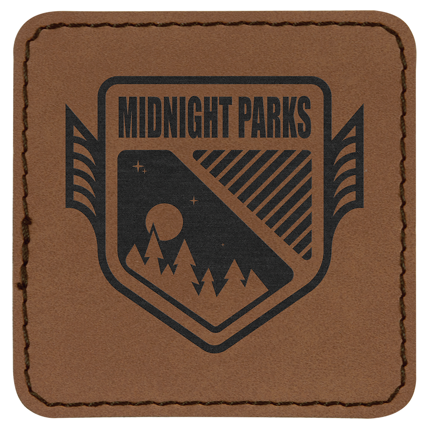 Dark Brown Engravable Leatherette Patch with Adhesive - 2 1/2" x 2 1/2"