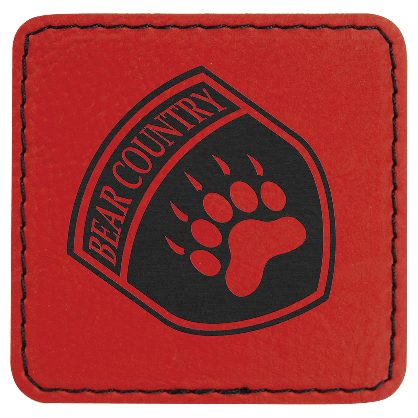 Red Engravable Leatherette Patch with Adhesive - 2 1/2" x 2 1/2"