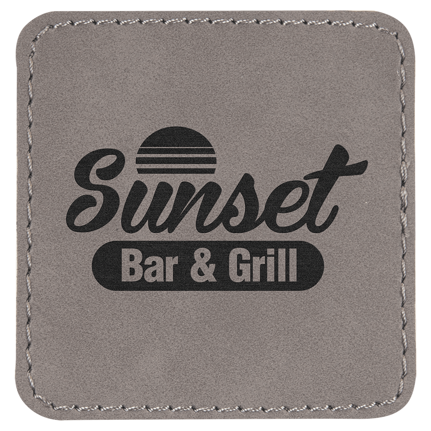 2 1/2" x 2 1/2" Gray Laserable Leatherette Square Patch with Kota Pro Adhesive
