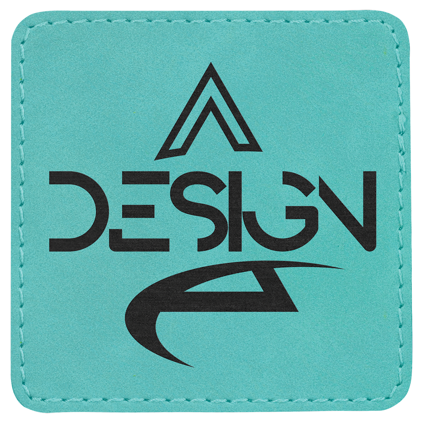Square Teal Engravable Leatherette Patch with Adhesive - 3" x 3"