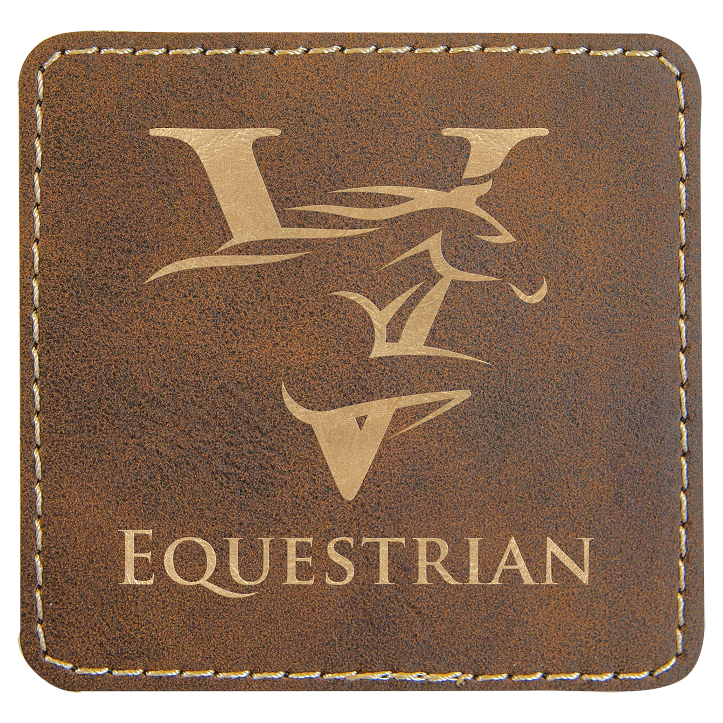 Square Rustic/Gold Engravable Leatherette Patch with Adhesive - 3" x 3"
