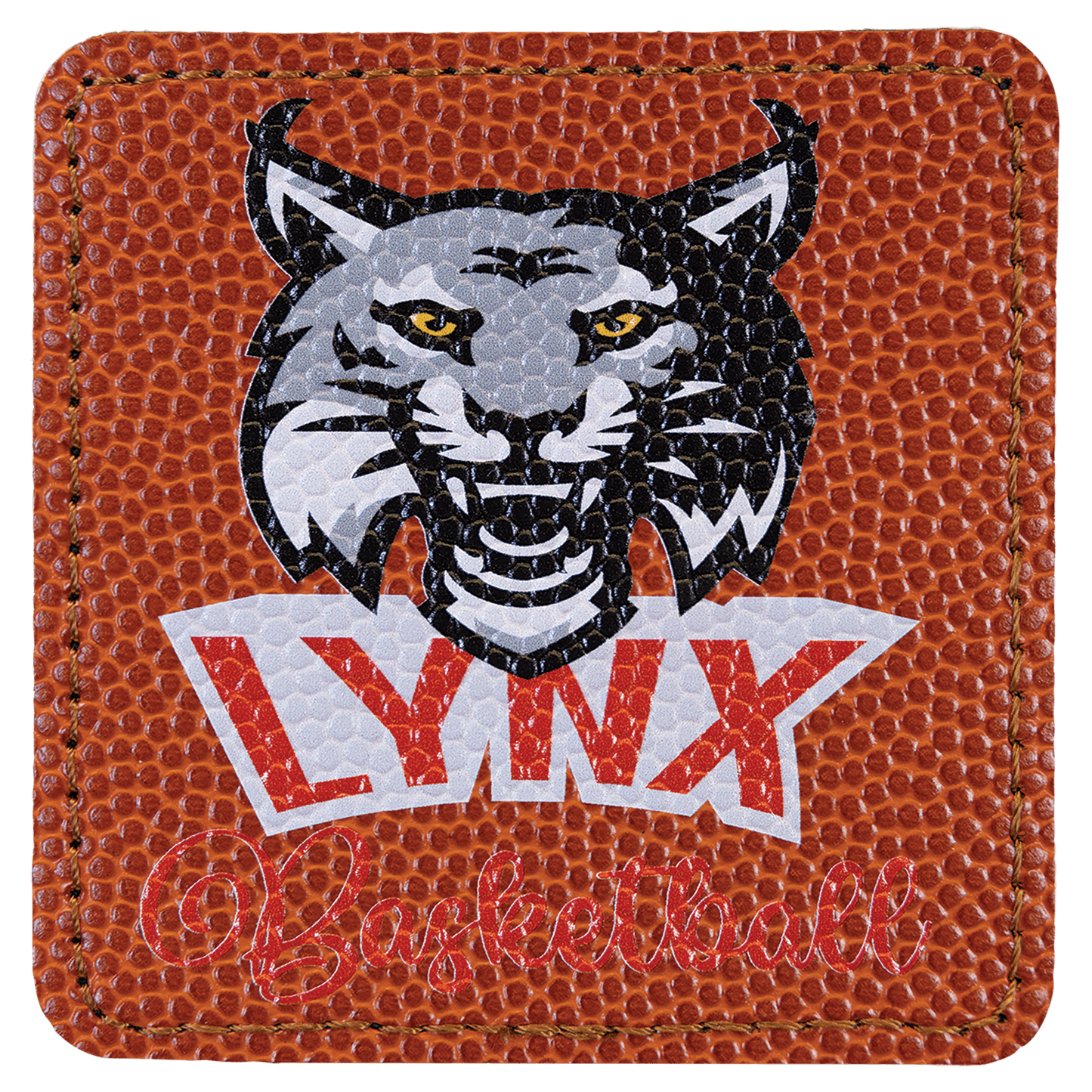 Square Basketball Engravable Leatherette Patch with Adhesive - 3" x 3"