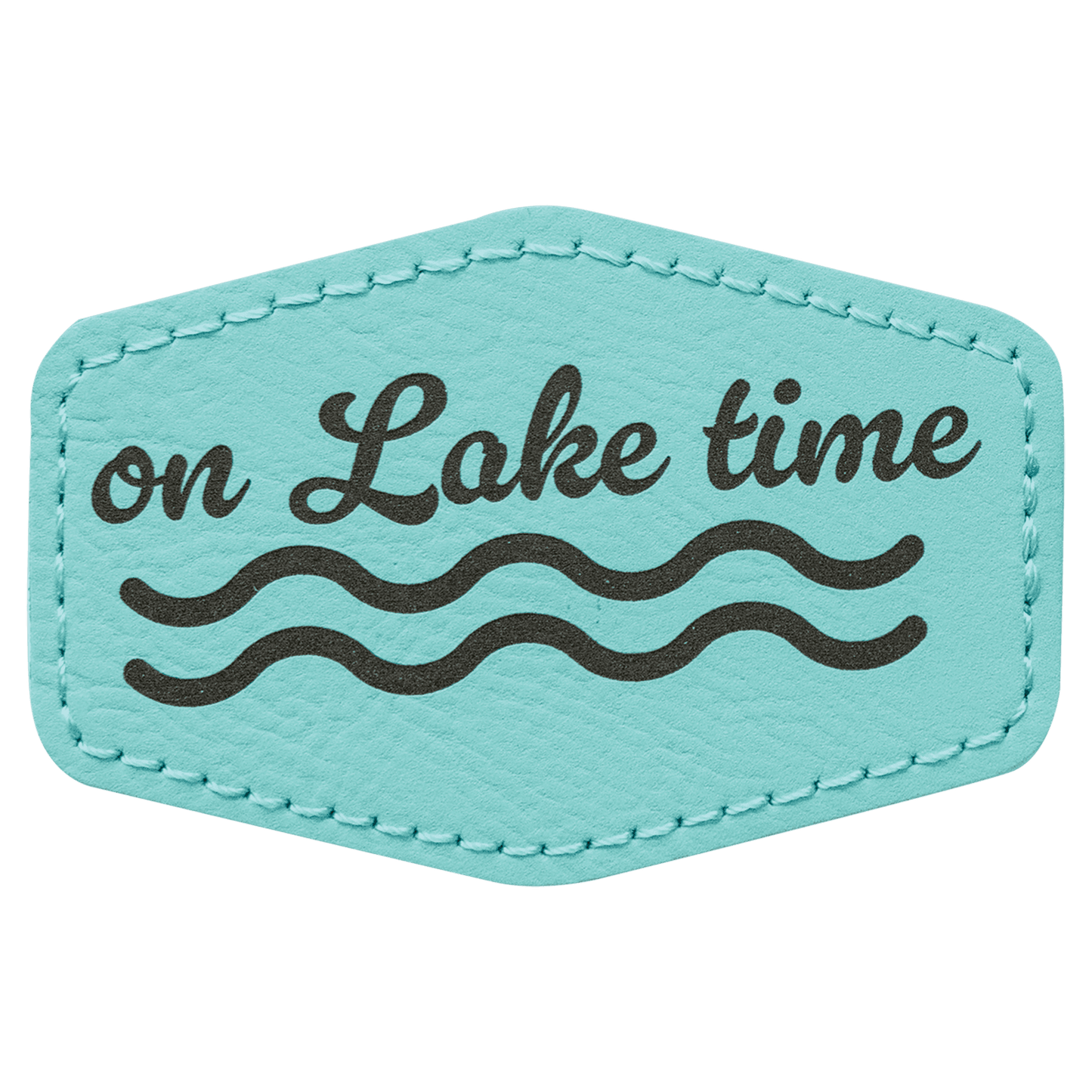 Teal Engravable Leatherette Hex Patch with Kota Pro Adhesive - 3" x 2"