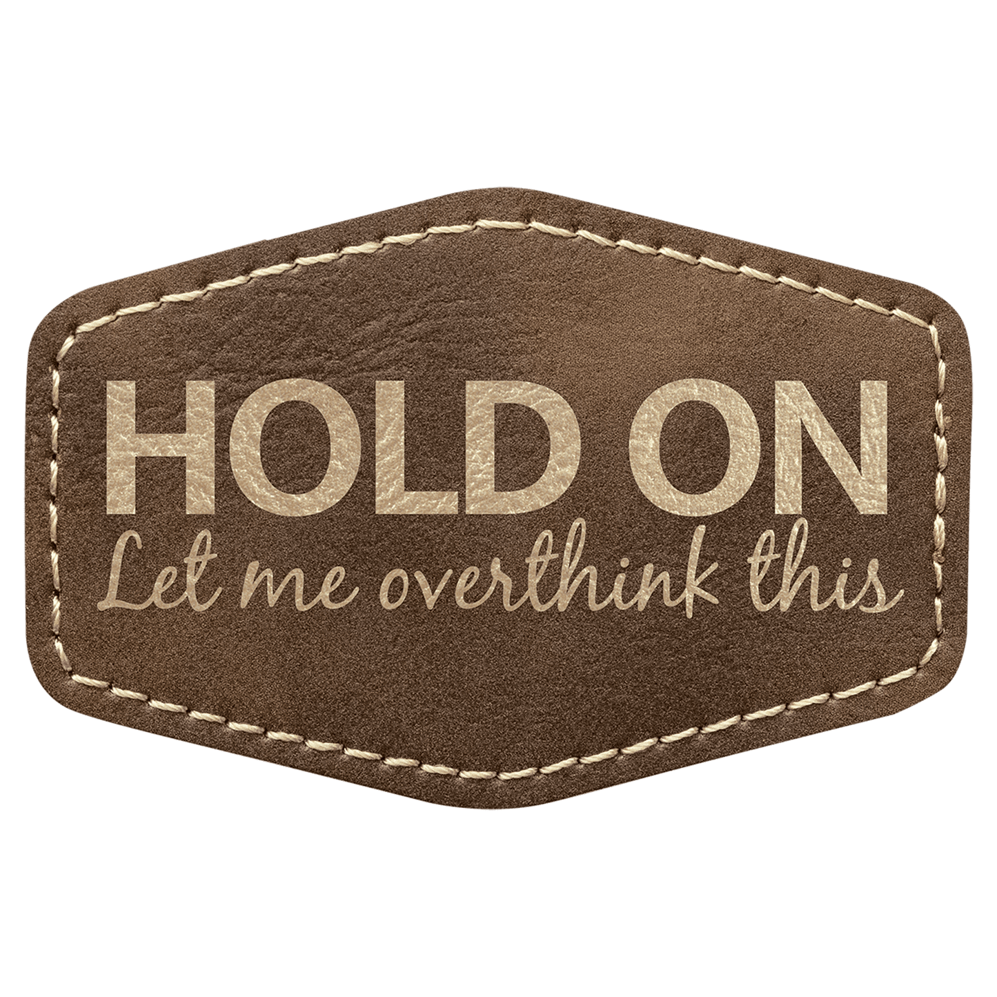 Rustic/Gold Engravable Leatherette Hex Patch with Kota Pro Adhesive - 3" x 2"