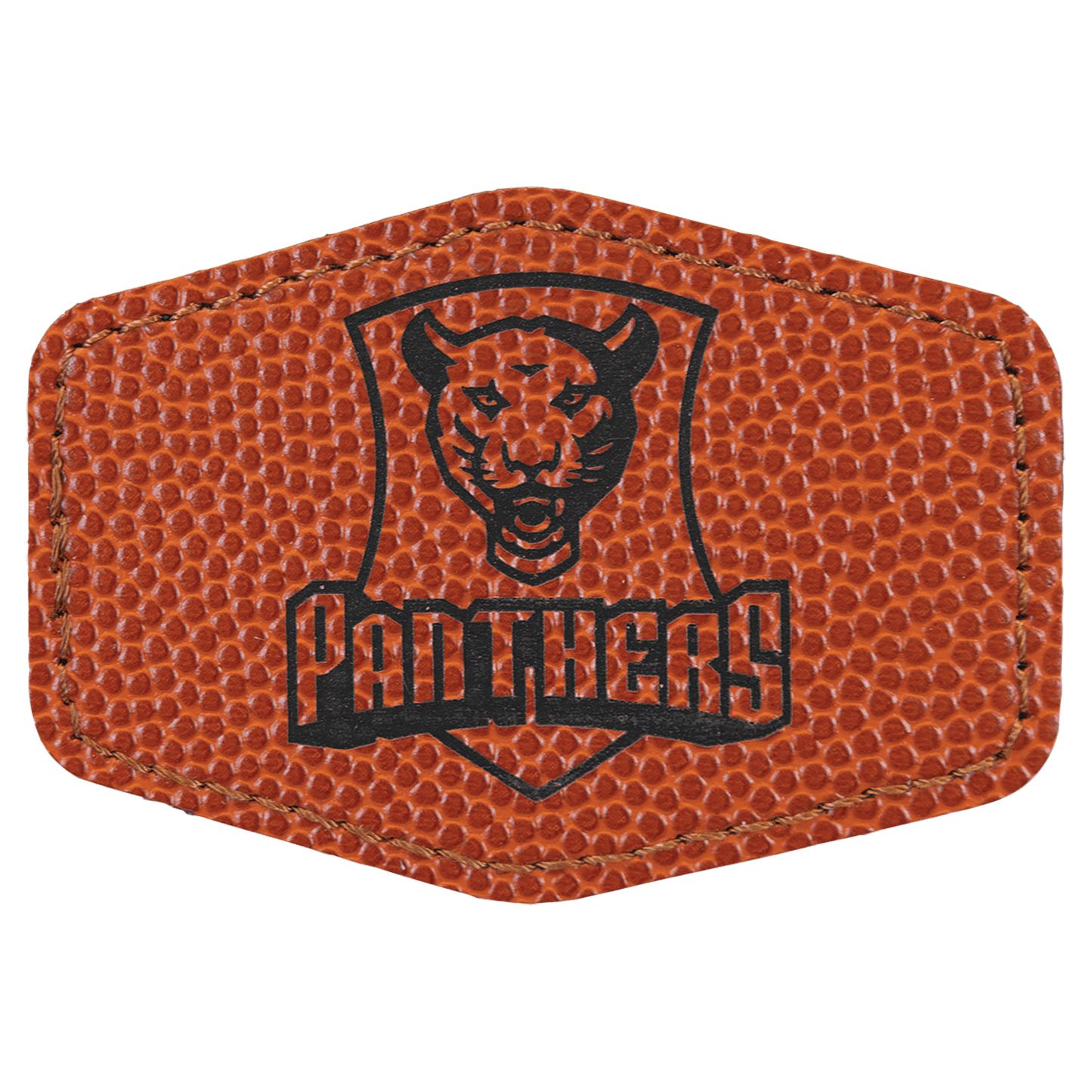 Basketball Engravable Leatherette Hex Patch with Kota Pro Adhesive - 3" x 2"