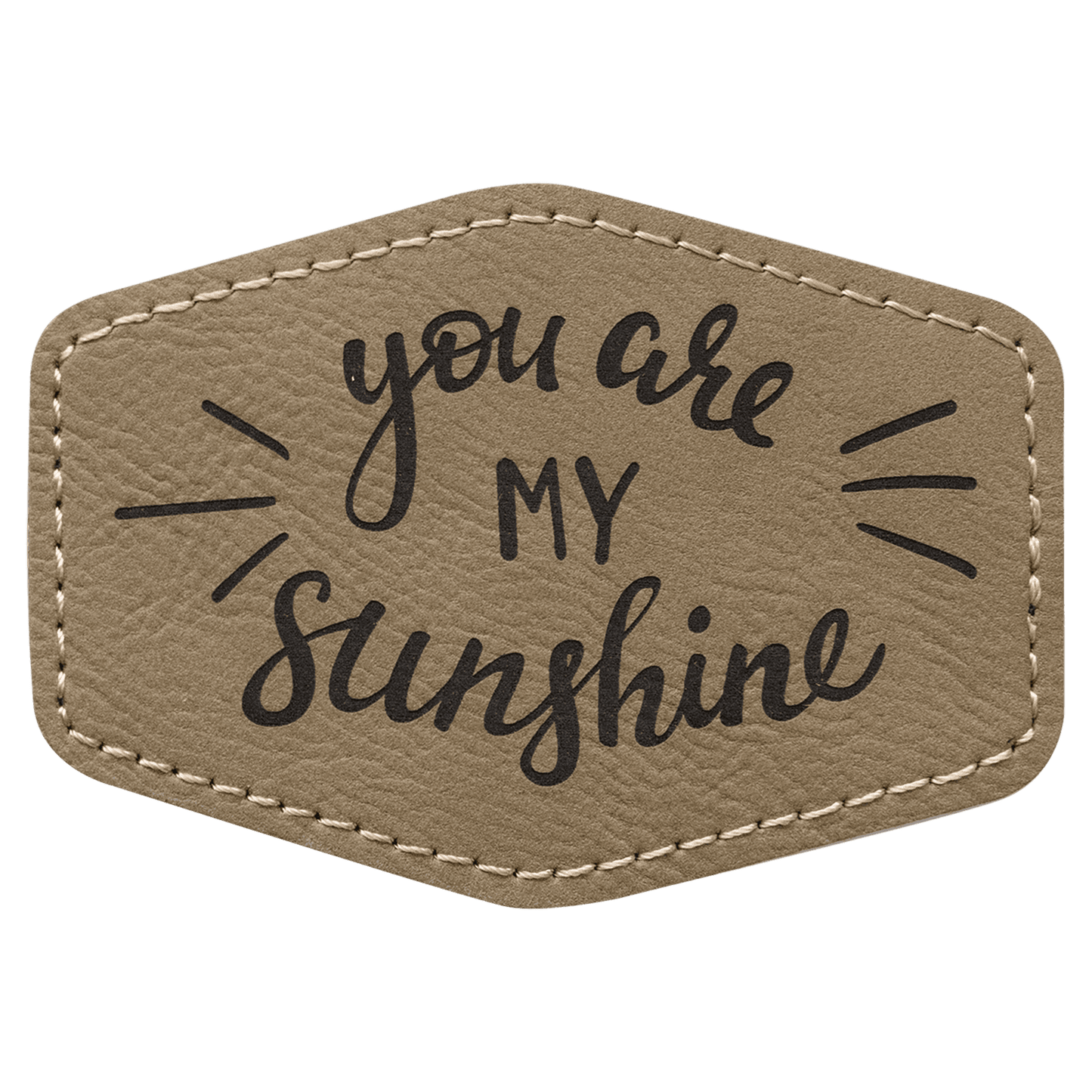 Light Brown Engravable Leatherette Hex Patch with Kota Pro Adhesive - 3 1/2" x 2 1/2"