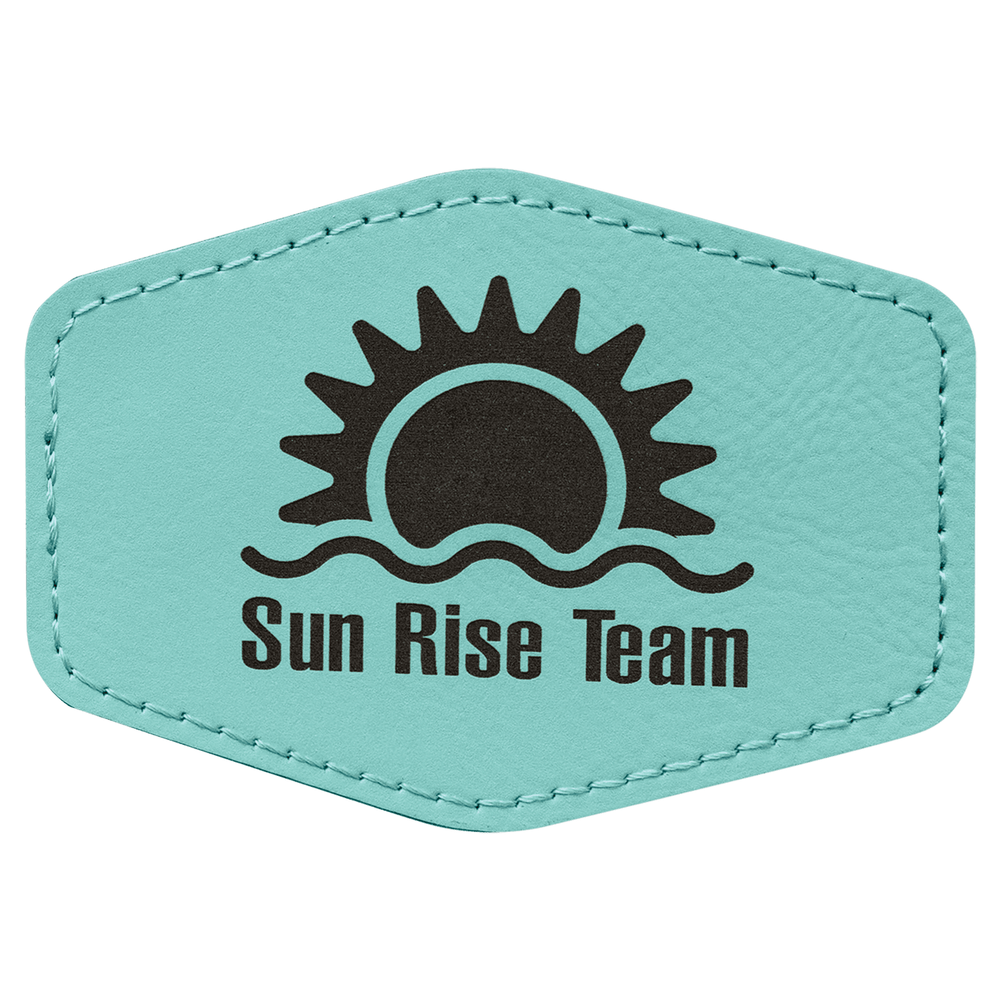 3 1/2" x 2 1/2" Teal Laserable Leatherette Hex Patch with Kota Pro Adhesive