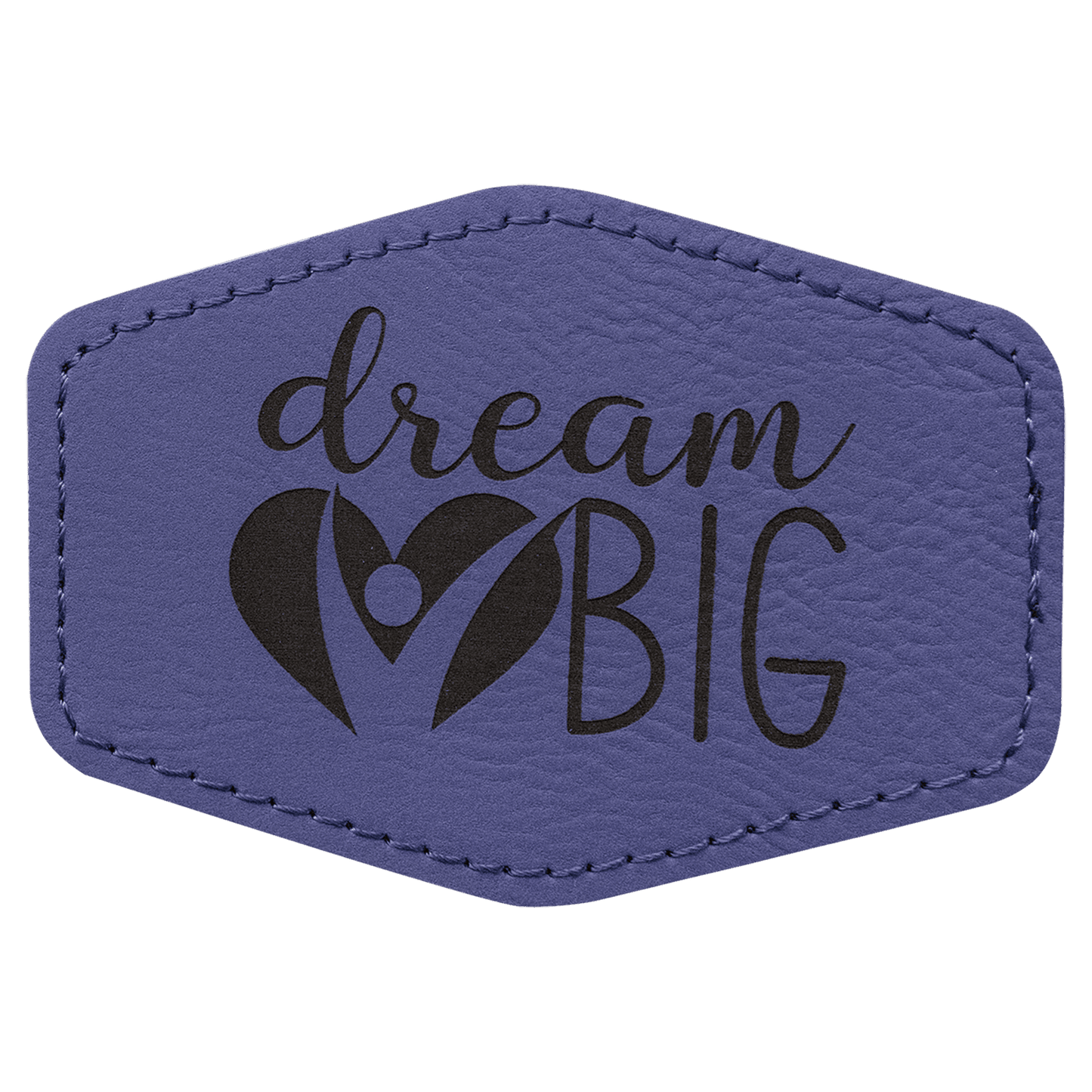 Purple Engravable Leatherette Hex Patch with Kota Pro Adhesive - 3 1/2" x 2 1/2"