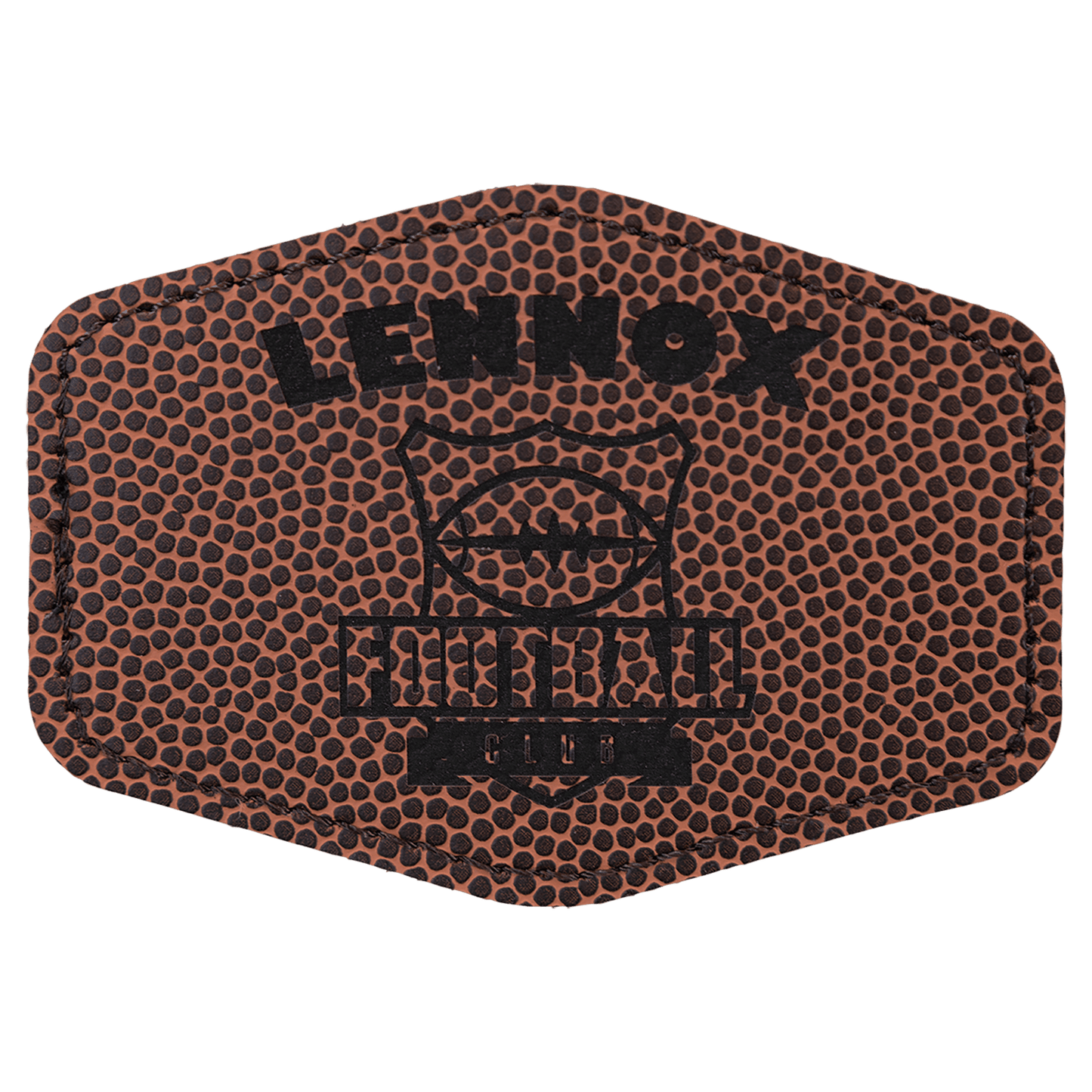 Football Engravable Leatherette Hex Patch with Kota Pro Adhesive - 3 1/2" x 2 1/2"