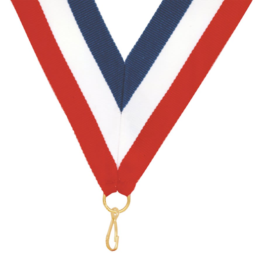 1 1/2" Red/White/Blue Neck Ribbon with 7/8" Snap Clip