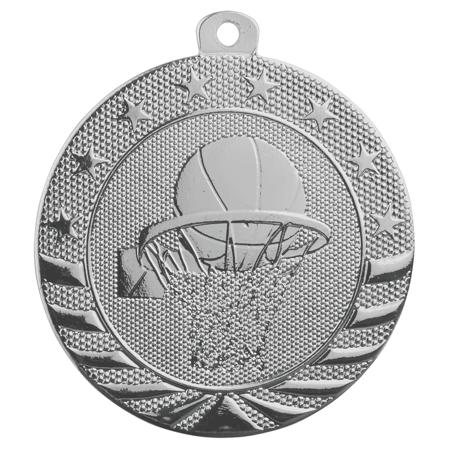 2" Bright Silver Basketball Starbrite Medal