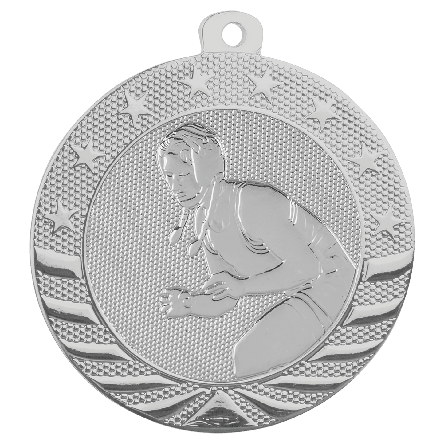 Bright Silver Female Wrestling Starbrite Medal - 2"
