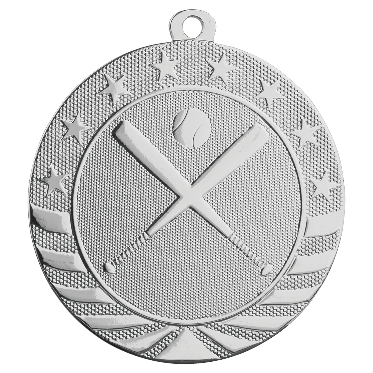 Bright Silver Baseball/Softball Starbrite Medal - 2 3/4"
