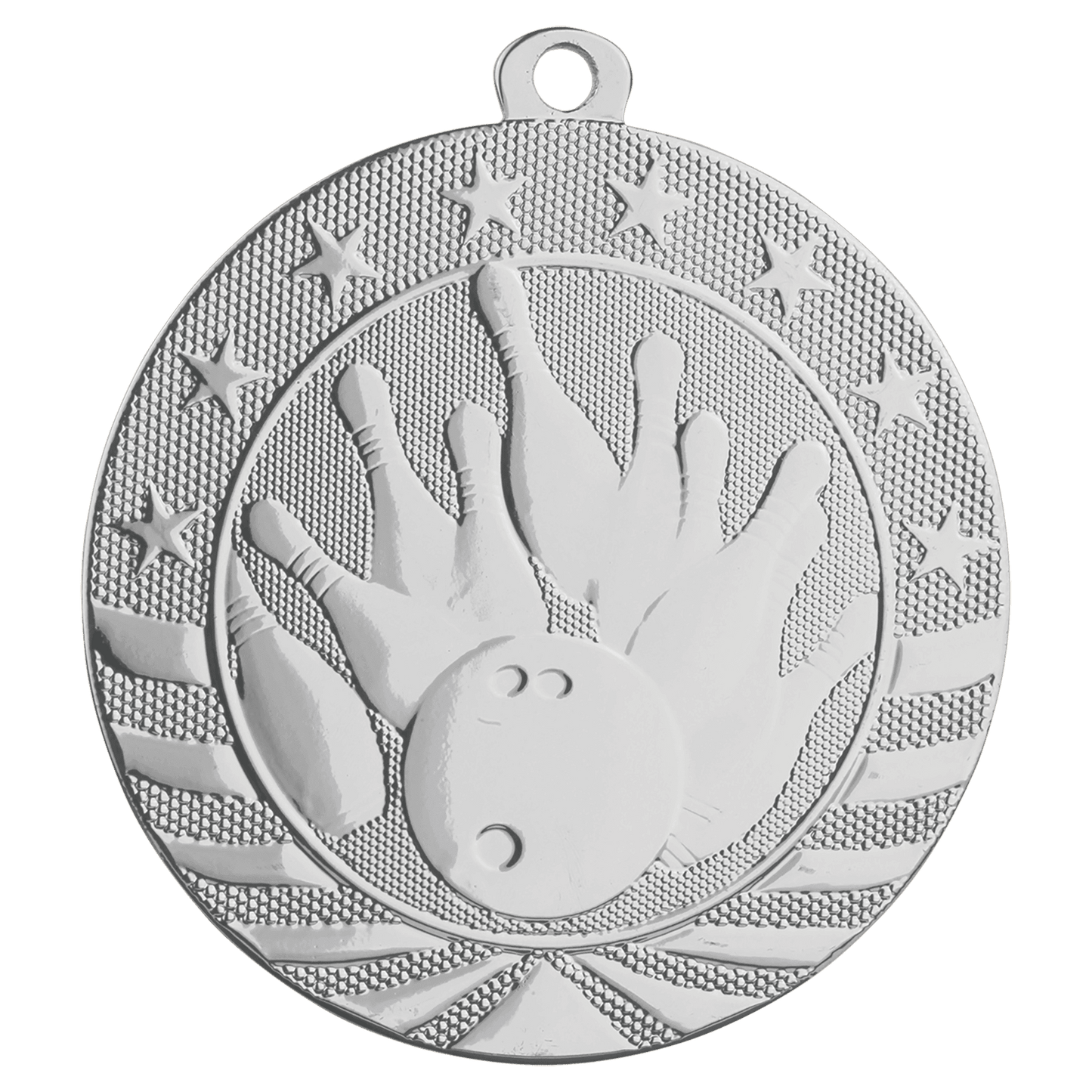 Bright Silver Bowling Starbrite Medal - 2 3/4"