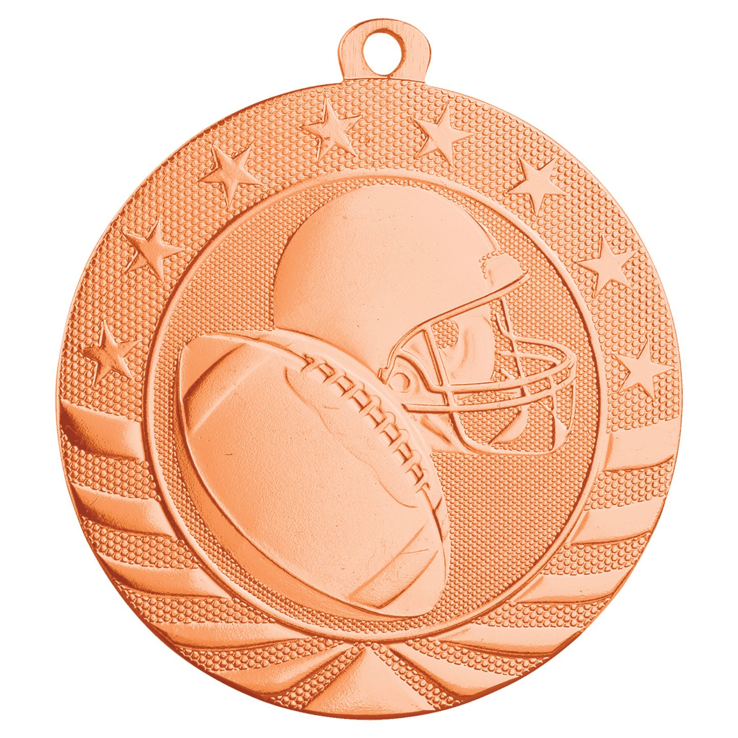 Bright Bronze Football Starbrite Medal - 2 3/4"