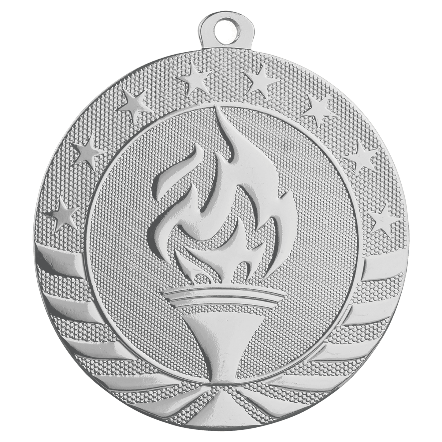 2 3/4" Bright Silver Torch Starbrite Medal