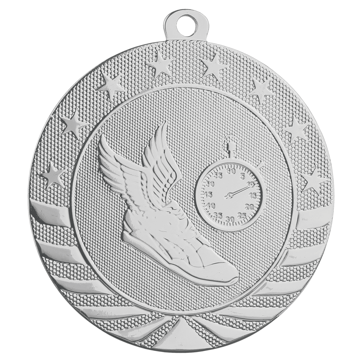 2 3/4" Bright Silver Track Starbrite Medal