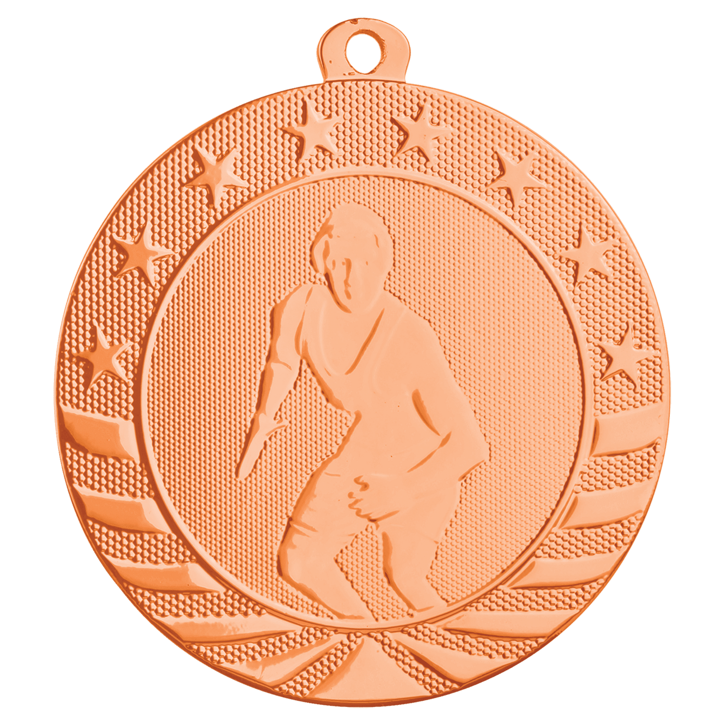 2 3/4" Bright Bronze Wrestling Starbrite Medal