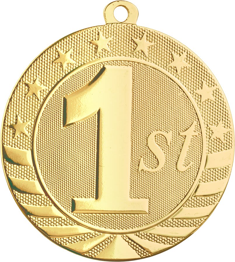 Bright Gold 1st Place Starbrite Medal - 2 3/4"