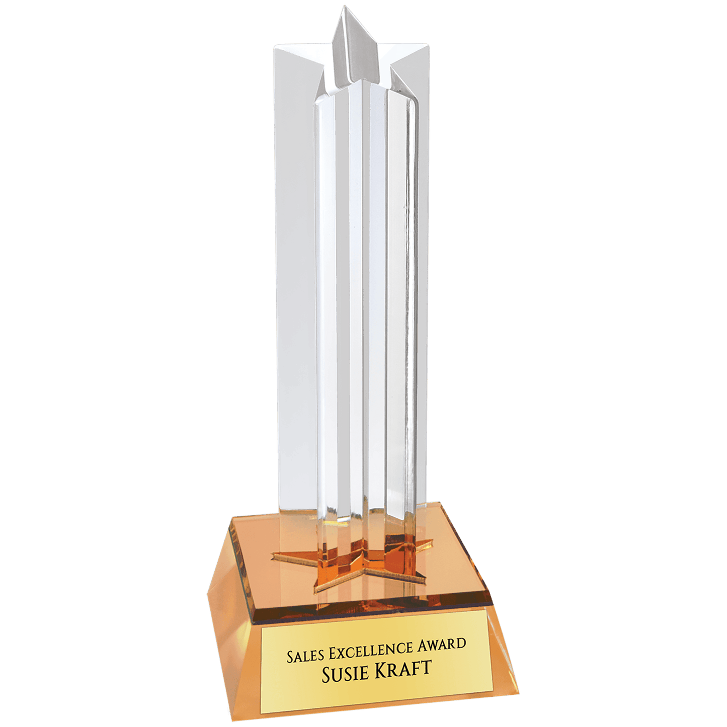 Gold Star Column Acrylic with Gold Base - 6 3/4"