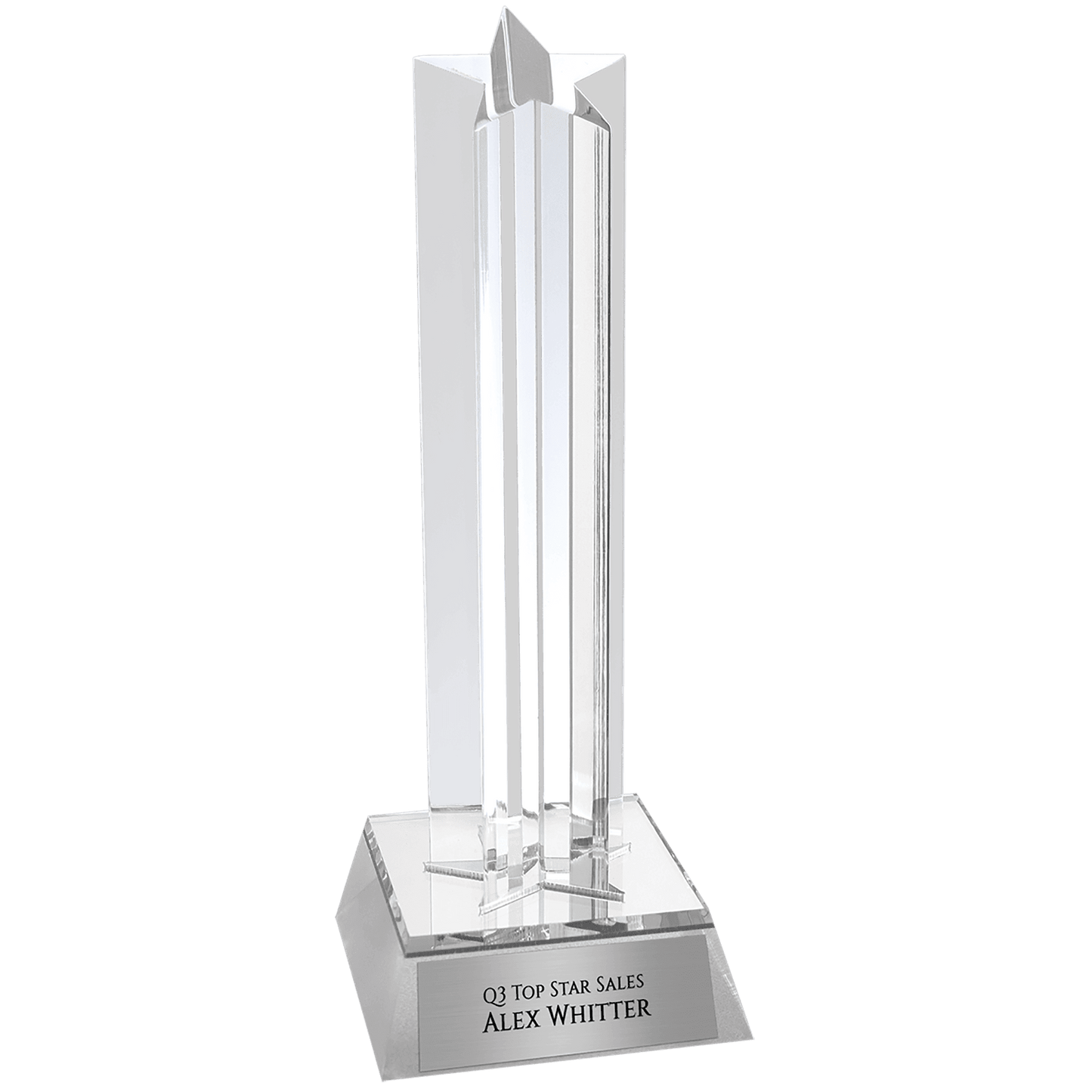 Silver Star Column Acrylic with Silver Base - 7 1/2"