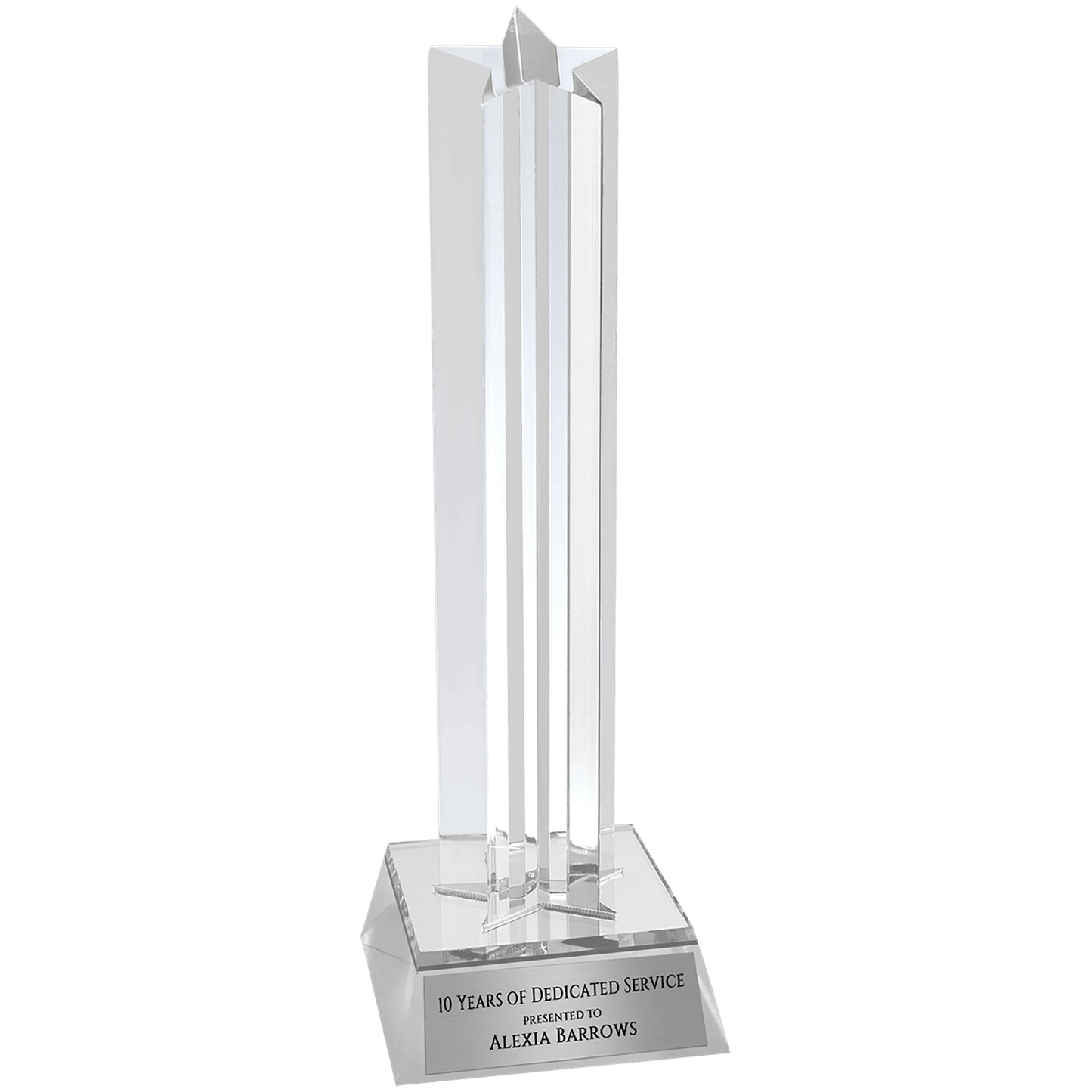 Silver Star Column Acrylic with Silver Base - 8 1/2"