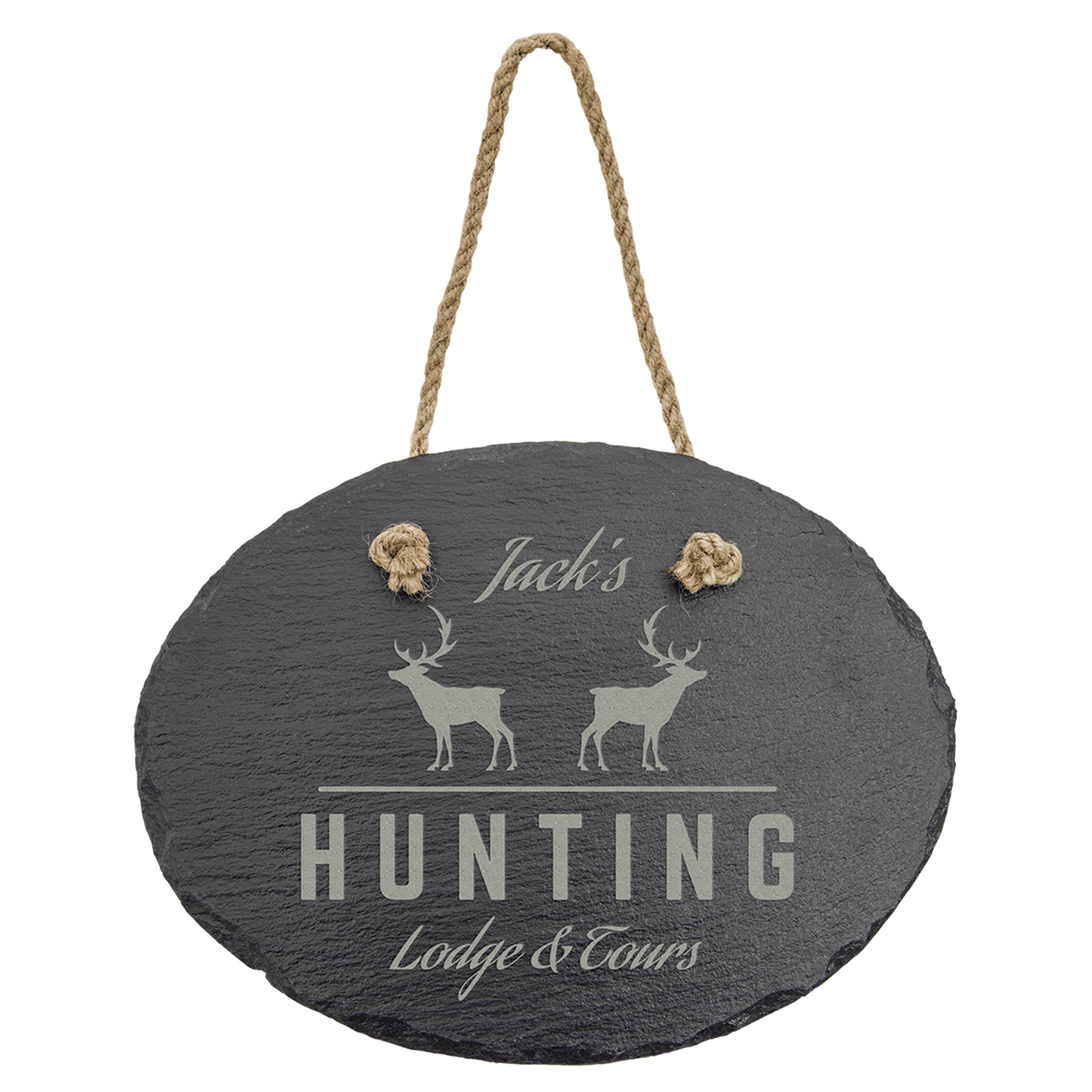 Oval Slate Decor with Hanger String - 7 3/4" x 6"